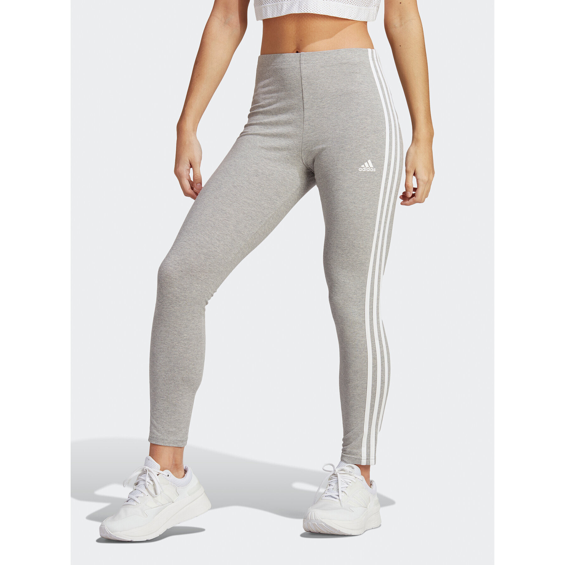 adidas Legíny Essentials 3-Stripes High-Waisted Single Jersey Leggings IC7152 Sivá - Pepit.sk