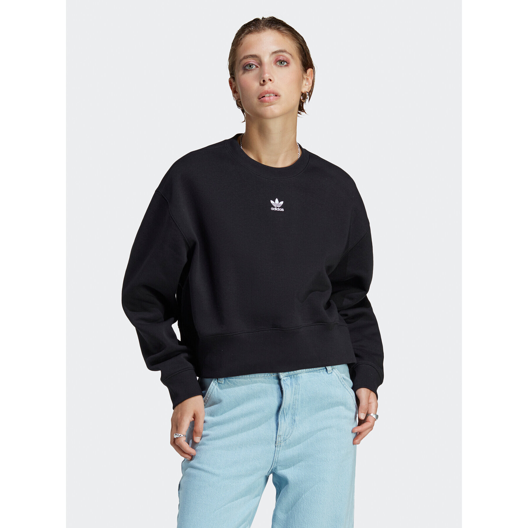 adidas Mikina Adicolor Essentials Crew Sweatshirt IA6504 Čierna Relaxed Fit - Pepit.sk