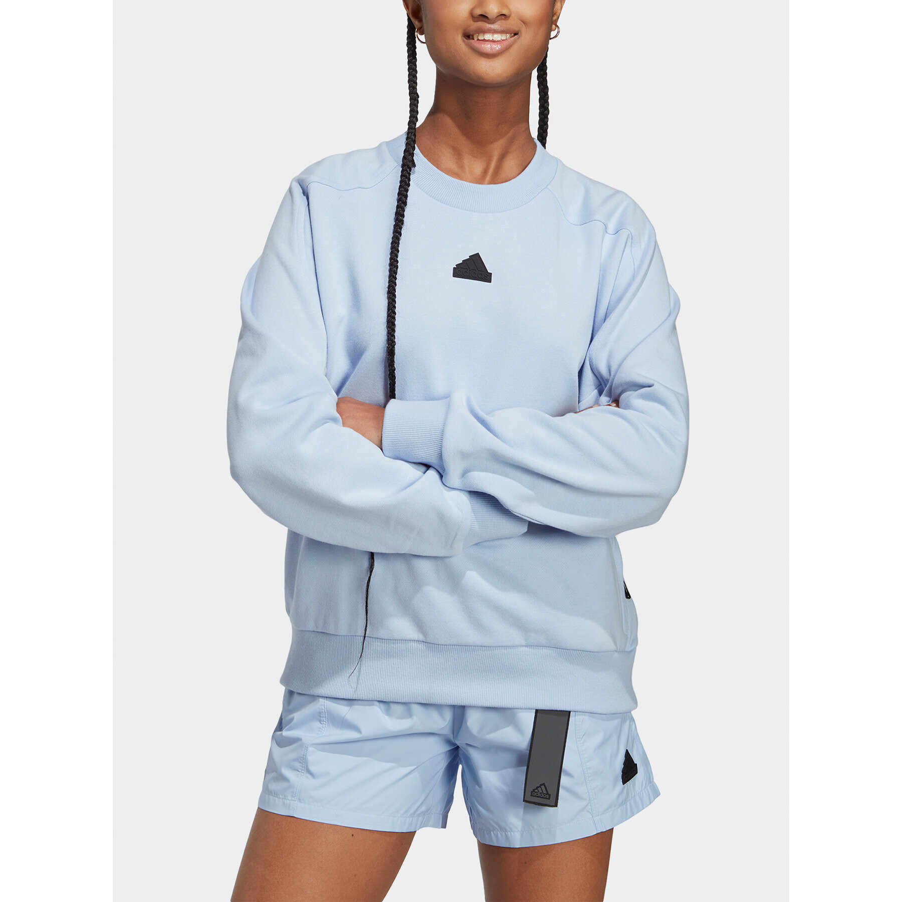 adidas Mikina City Escape Loose Crew Sweatshirt IC0278 Modrá Loose Fit - Pepit.sk