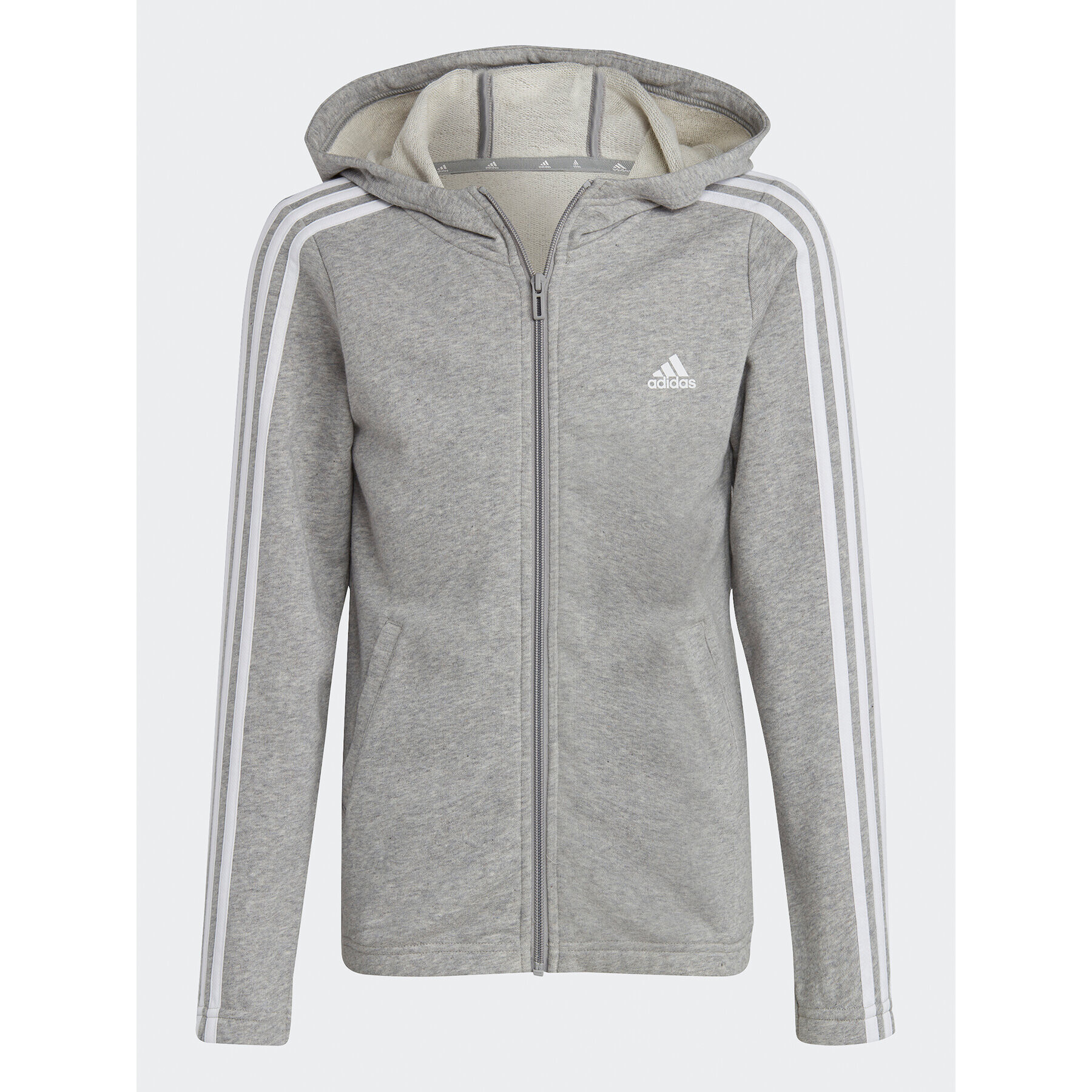 adidas Mikina Essentials 3-Stripes IC3635 Sivá Slim Fit - Pepit.sk