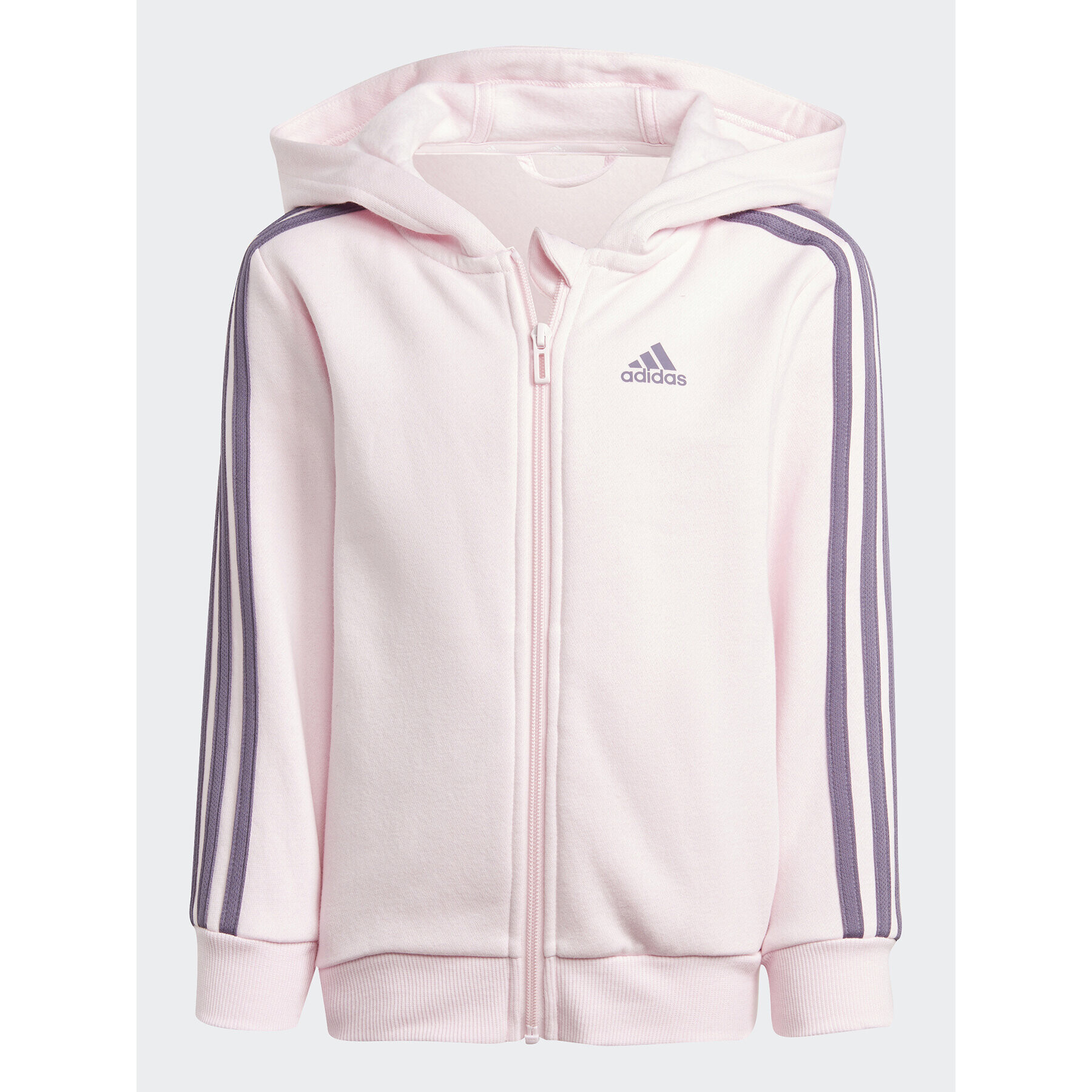 adidas Mikina Essentials 3-Stripes Zip IJ6353 Ružová Regular Fit - Pepit.sk