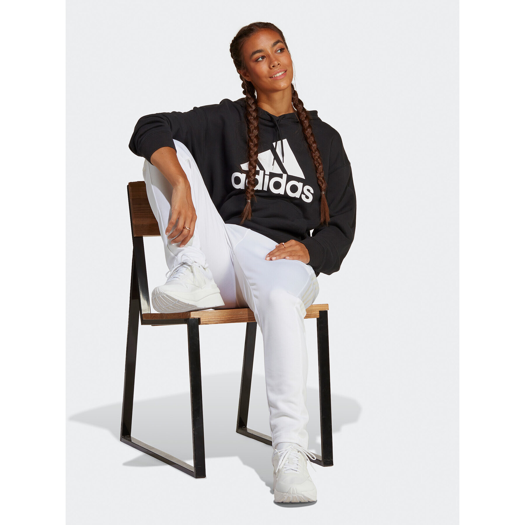 adidas Mikina Essentials Big Logo Oversized French Terry Hoodie HR4934 Čierna Loose Fit - Pepit.sk