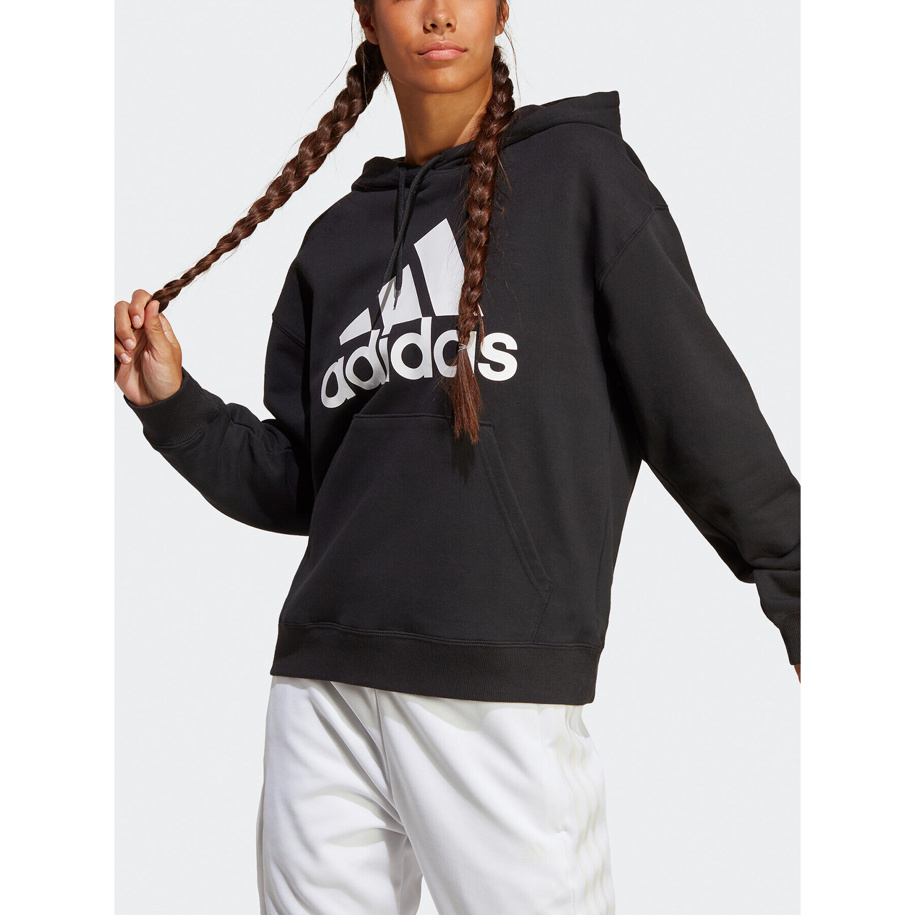 adidas Mikina Essentials Big Logo Oversized French Terry Hoodie HR4934 Čierna Loose Fit - Pepit.sk