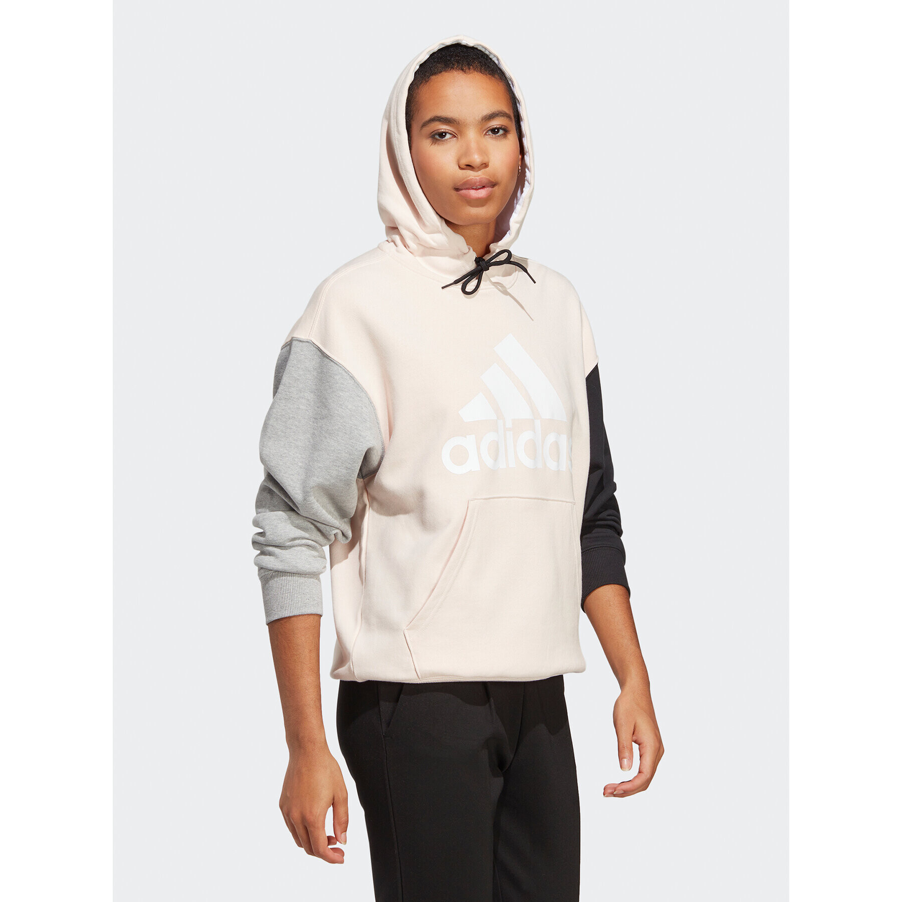 adidas Mikina Essentials Big Logo Oversized French Terry Hoodie IC9868 Ružová Loose Fit - Pepit.sk