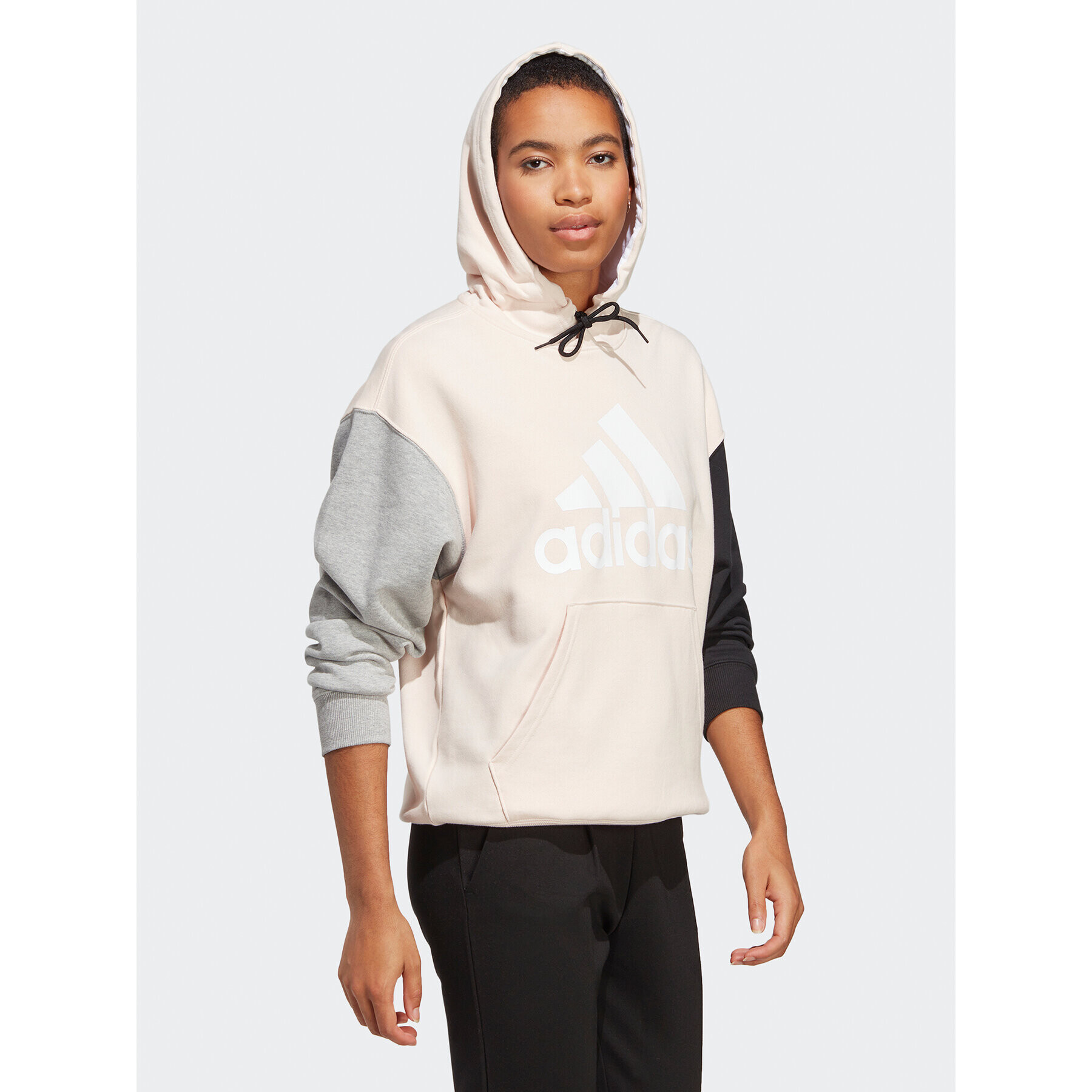 adidas Mikina Essentials Big Logo Oversized French Terry Hoodie IC9868 Ružová Loose Fit - Pepit.sk