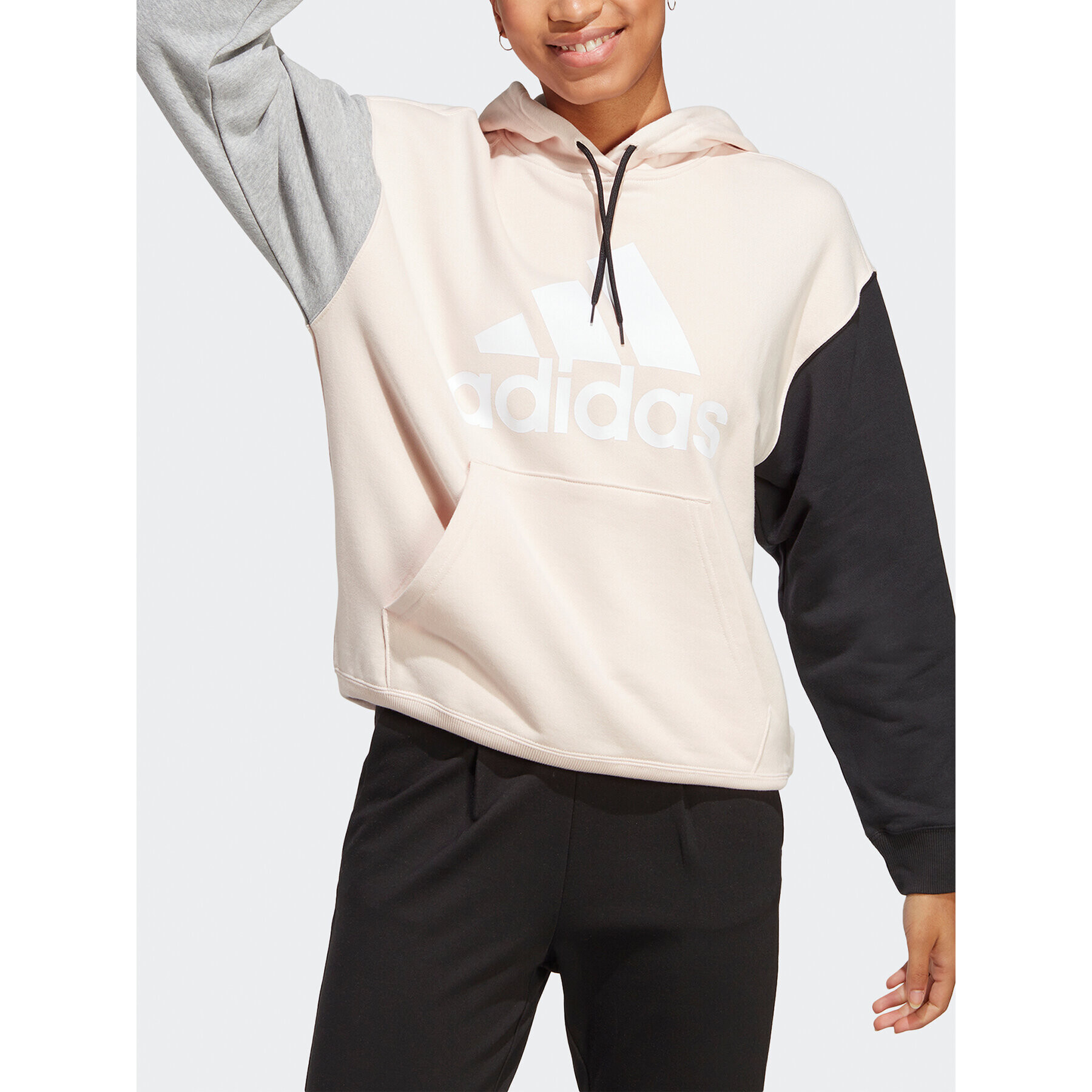 adidas Mikina Essentials Big Logo Oversized French Terry Hoodie IC9868 Ružová Loose Fit - Pepit.sk