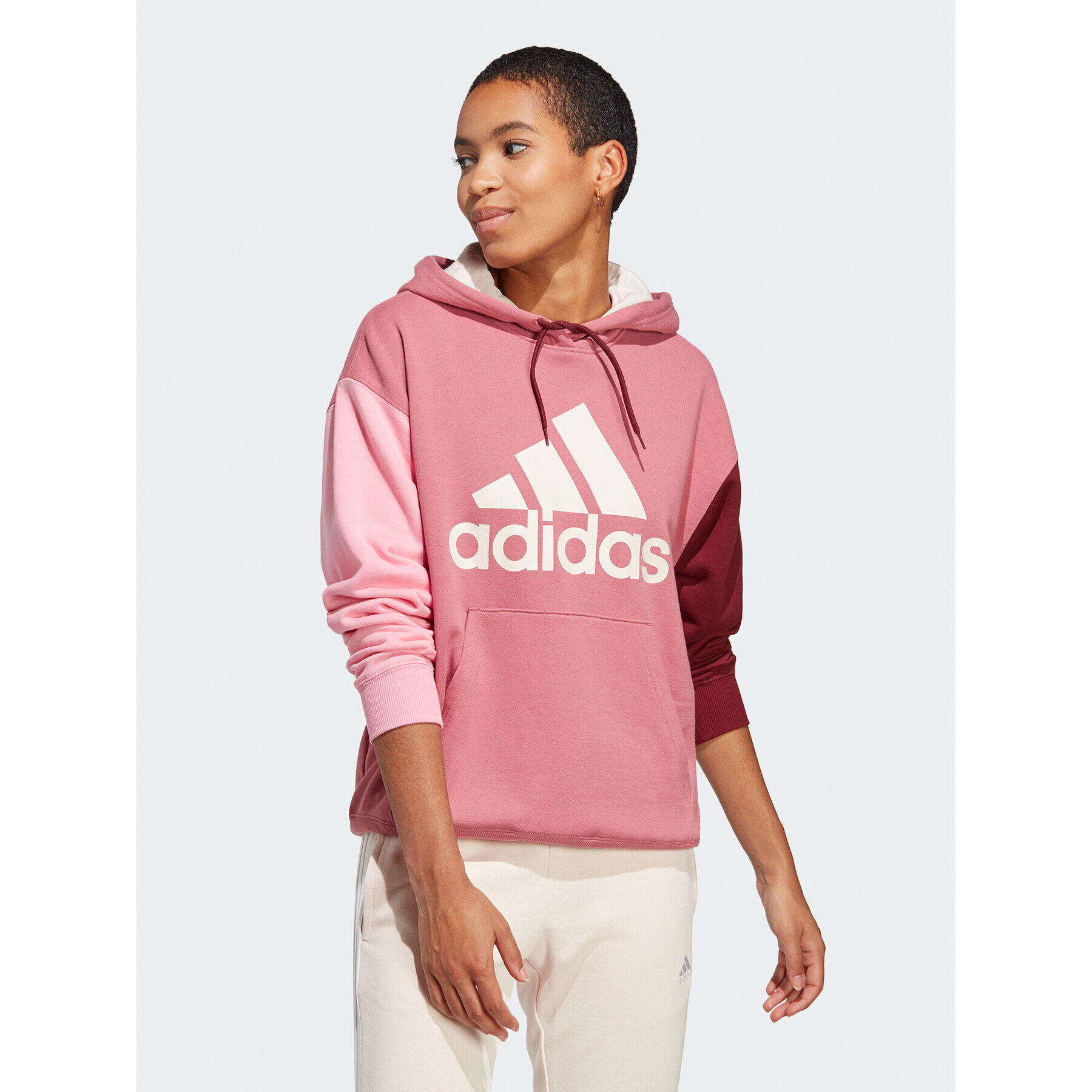 adidas Mikina Essentials Big Logo Oversized French Terry Hoodie IC9869 Ružová Loose Fit - Pepit.sk