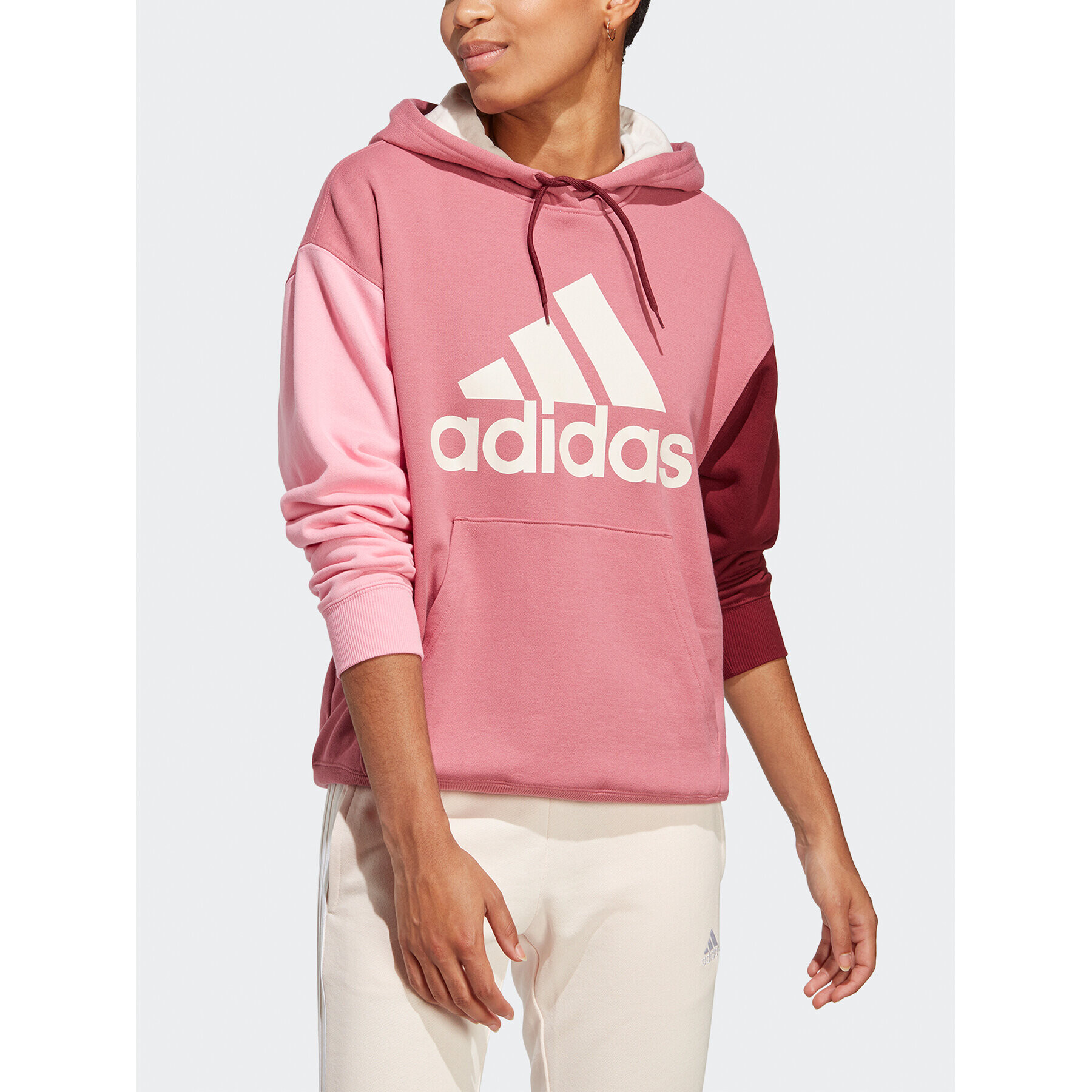 adidas Mikina Essentials Big Logo Oversized French Terry Hoodie IC9869 Ružová Loose Fit - Pepit.sk