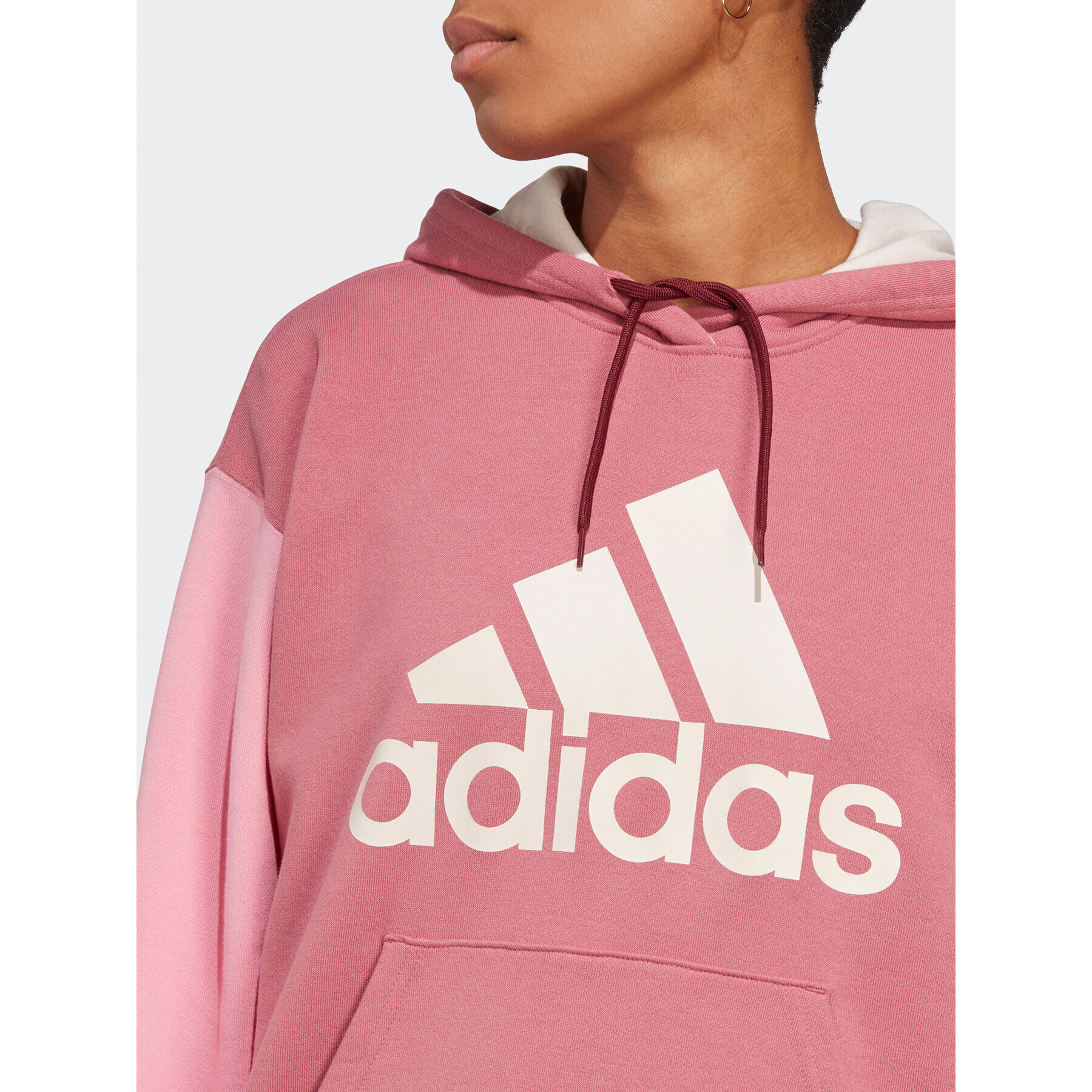 adidas Mikina Essentials Big Logo Oversized French Terry Hoodie IC9869 Ružová Loose Fit - Pepit.sk