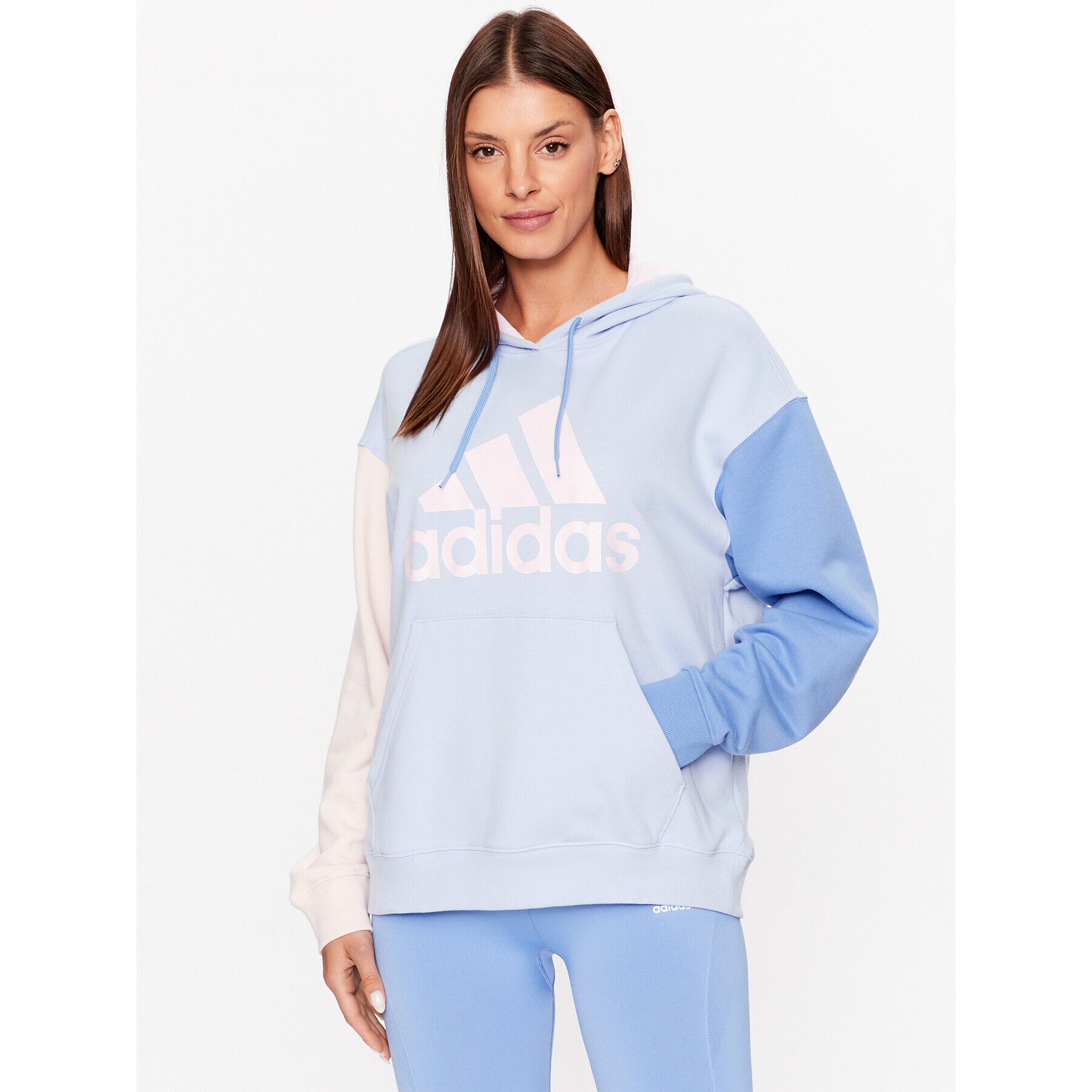 adidas Mikina Essentials Big Logo Oversized French Terry Hoodie IC9870 Modrá Loose Fit - Pepit.sk