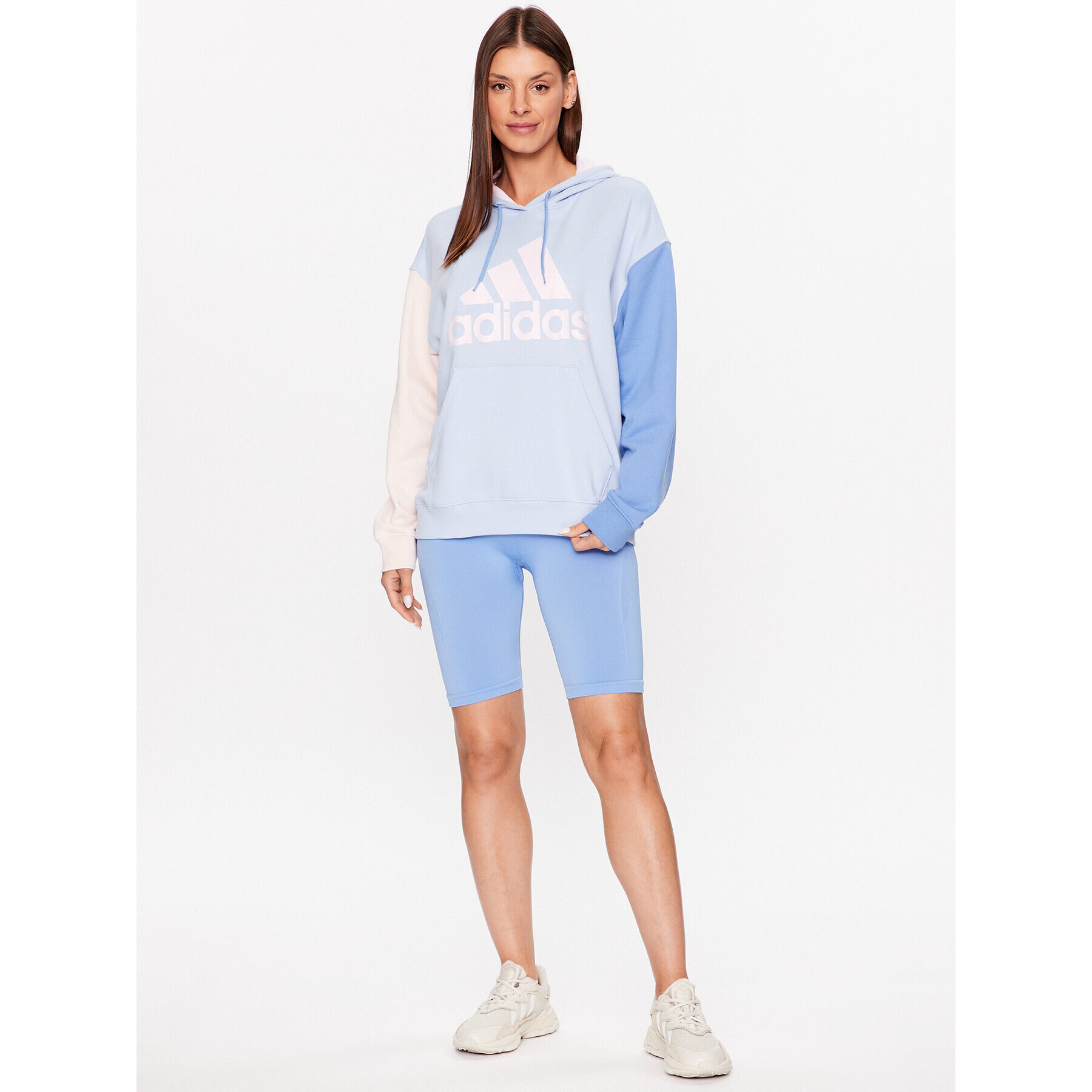 adidas Mikina Essentials Big Logo Oversized French Terry Hoodie IC9870 Modrá Loose Fit - Pepit.sk