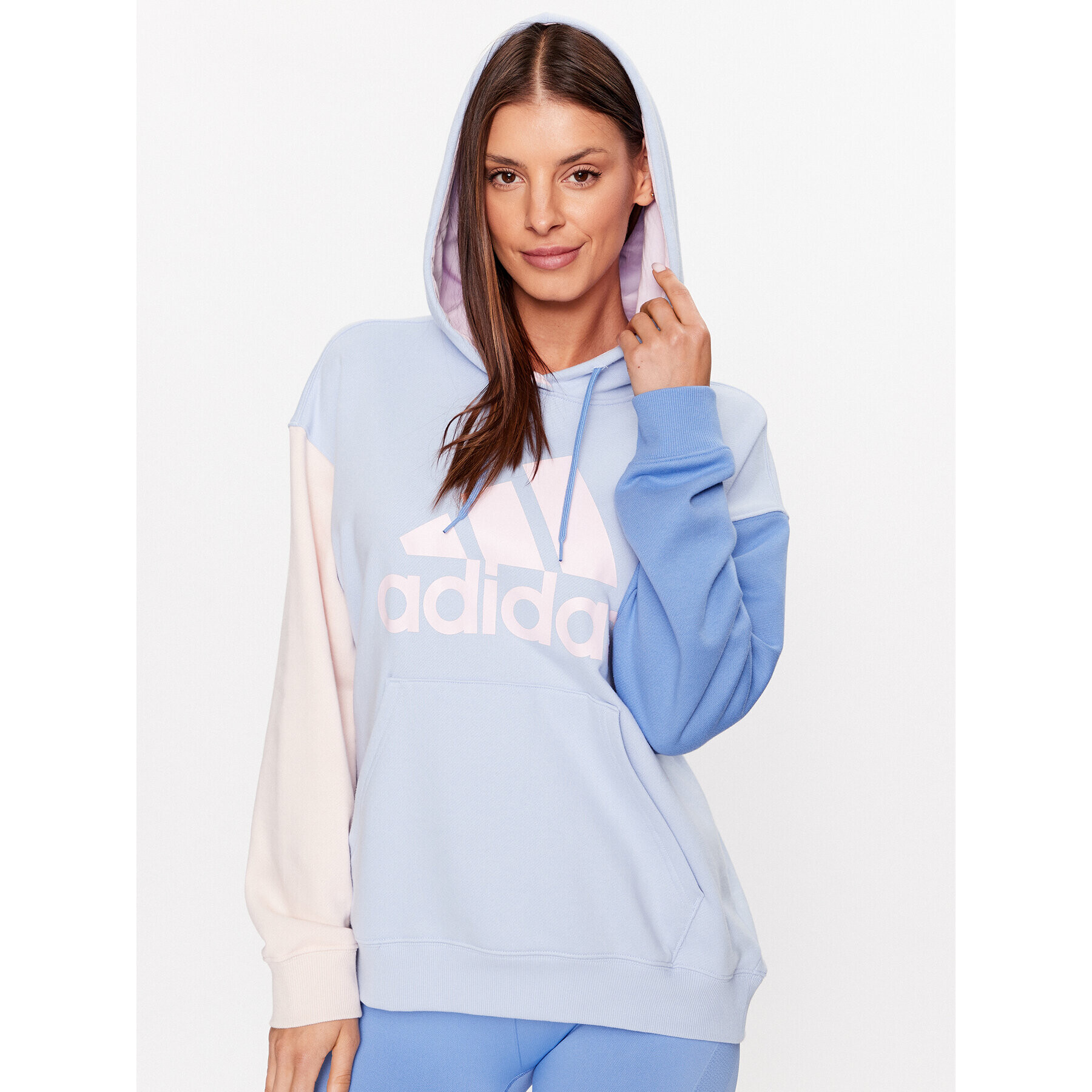 adidas Mikina Essentials Big Logo Oversized French Terry Hoodie IC9870 Modrá Loose Fit - Pepit.sk