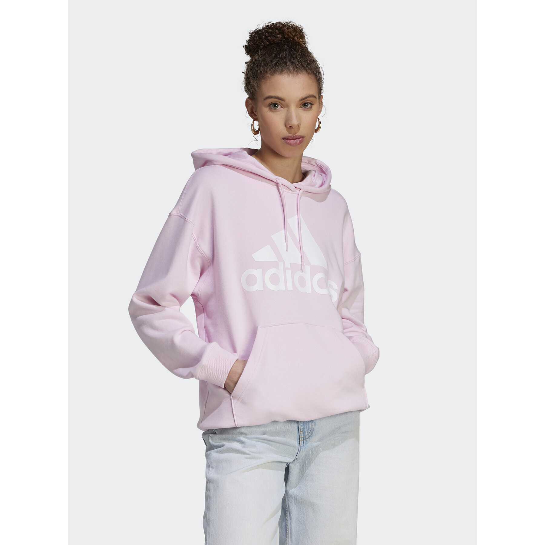 adidas Mikina Essentials Big Logo Oversized French Terry Hoodie IL3319 Ružová Loose Fit - Pepit.sk