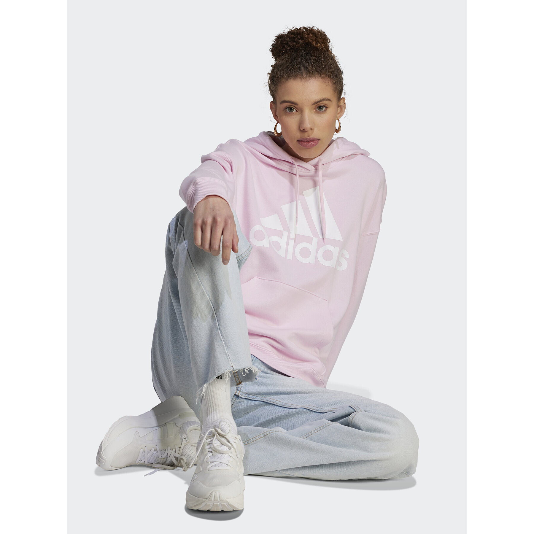 adidas Mikina Essentials Big Logo Oversized French Terry Hoodie IL3319 Ružová Loose Fit - Pepit.sk