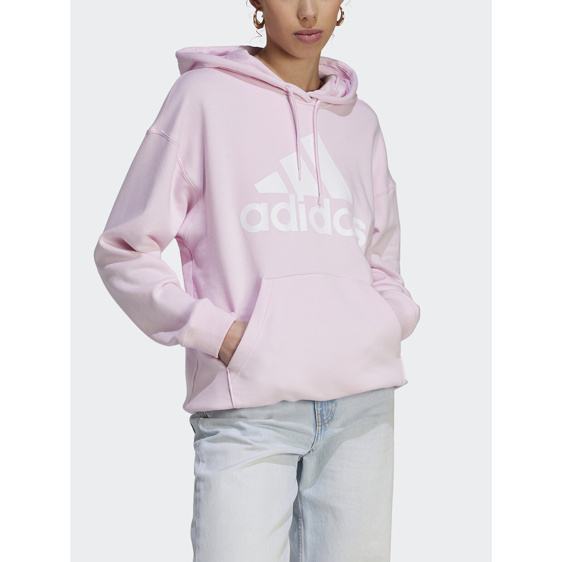 adidas Mikina Essentials Big Logo Oversized French Terry Hoodie IL3319 Ružová Loose Fit - Pepit.sk