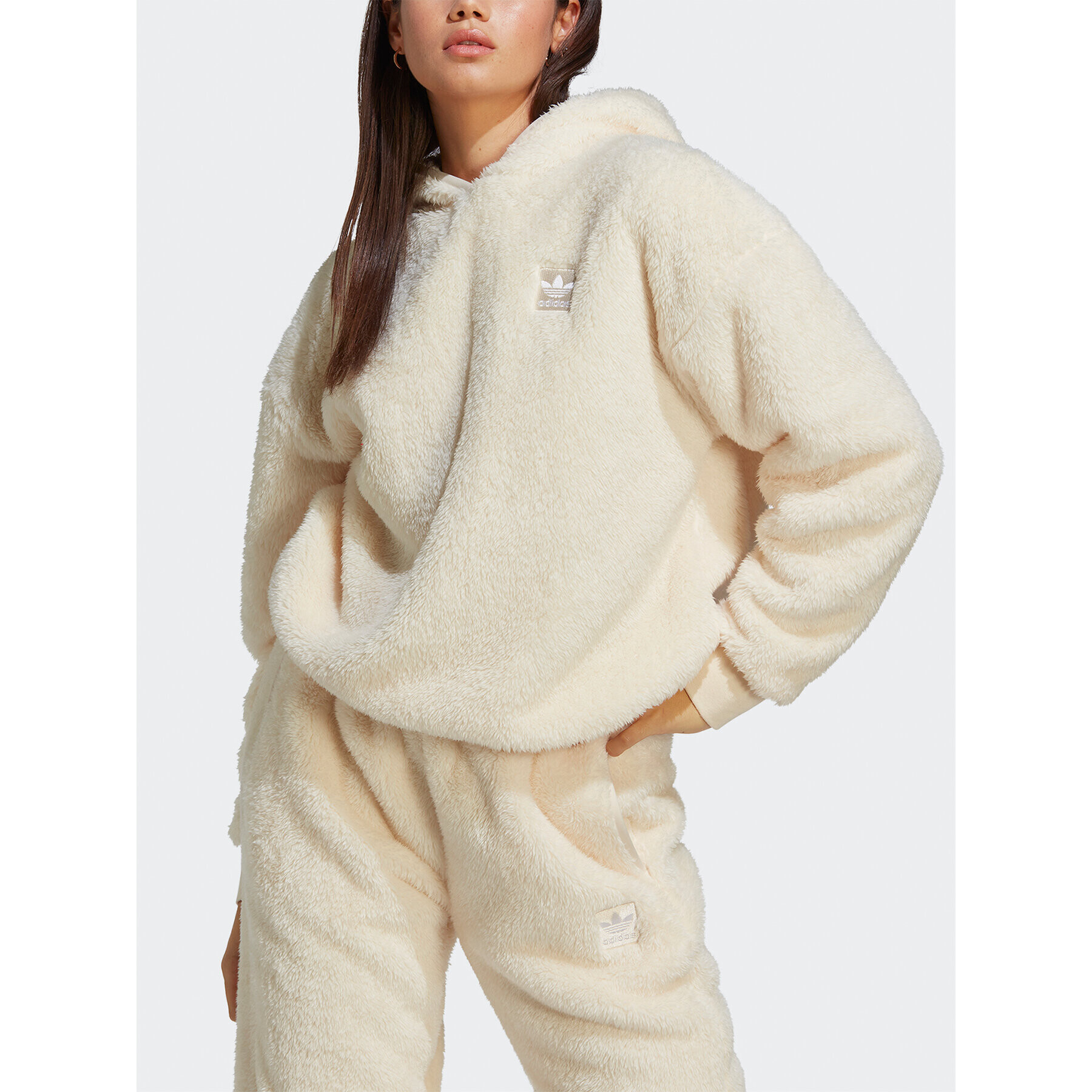 adidas Mikina Essentials+ Fluffy Teddy Hoodie IC2254 Béžová Loose Fit - Pepit.sk