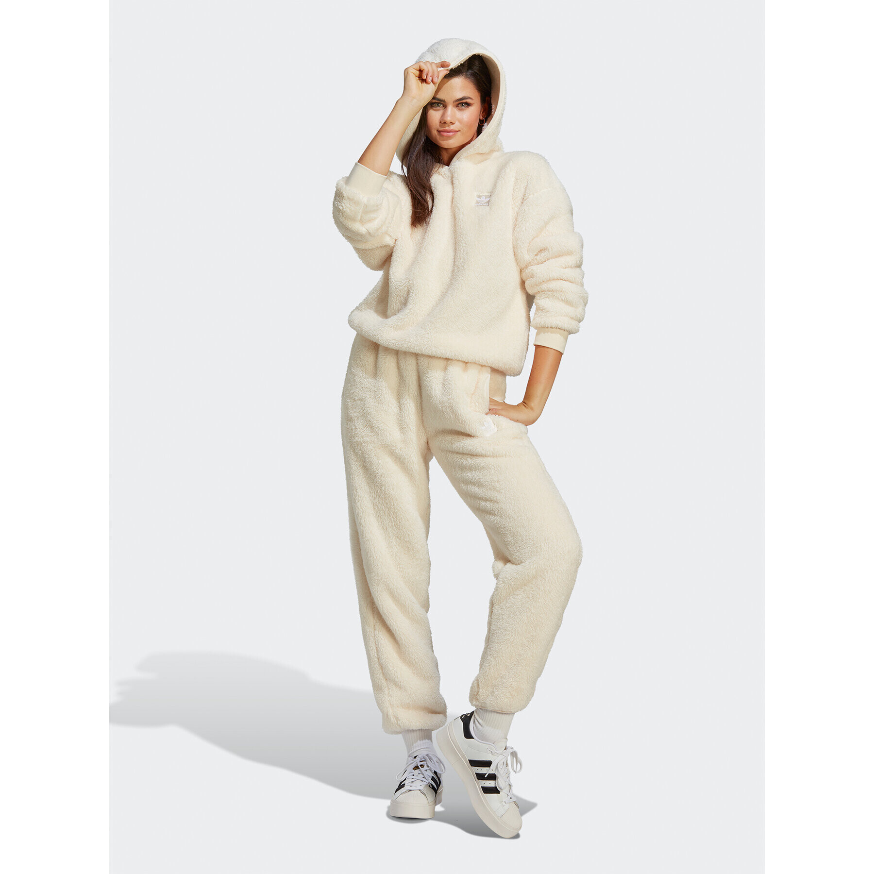 adidas Mikina Essentials+ Fluffy Teddy Hoodie IC2254 Béžová Loose Fit - Pepit.sk