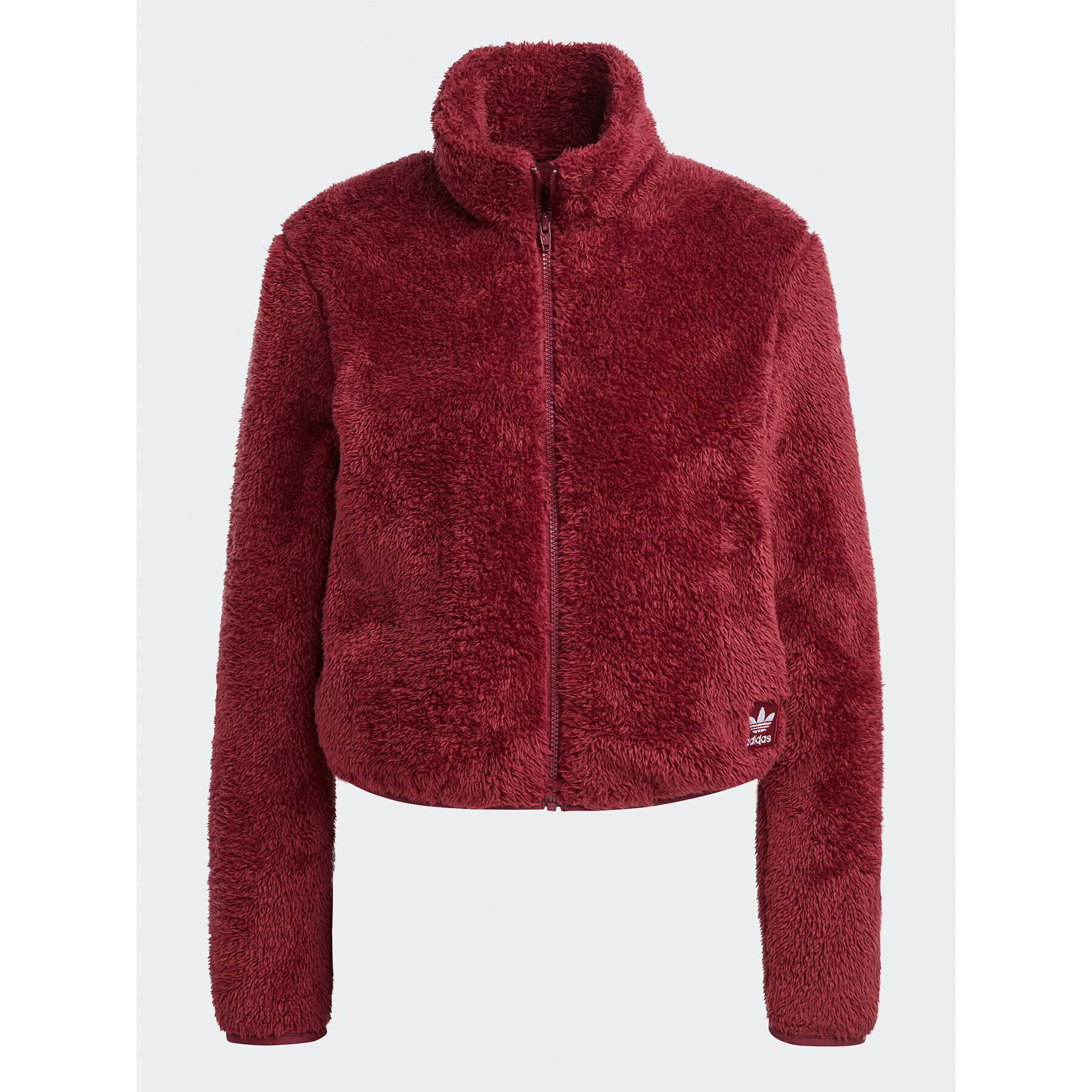 adidas Mikina Essentials+ Fluffy Teddy Slim Zip Top HY1712 Červená Regular Fit - Pepit.sk