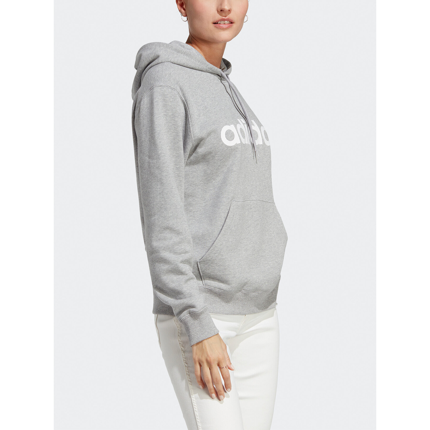 adidas Mikina Essentials Linear Hoodie IC6884 Sivá Regular Fit - Pepit.sk