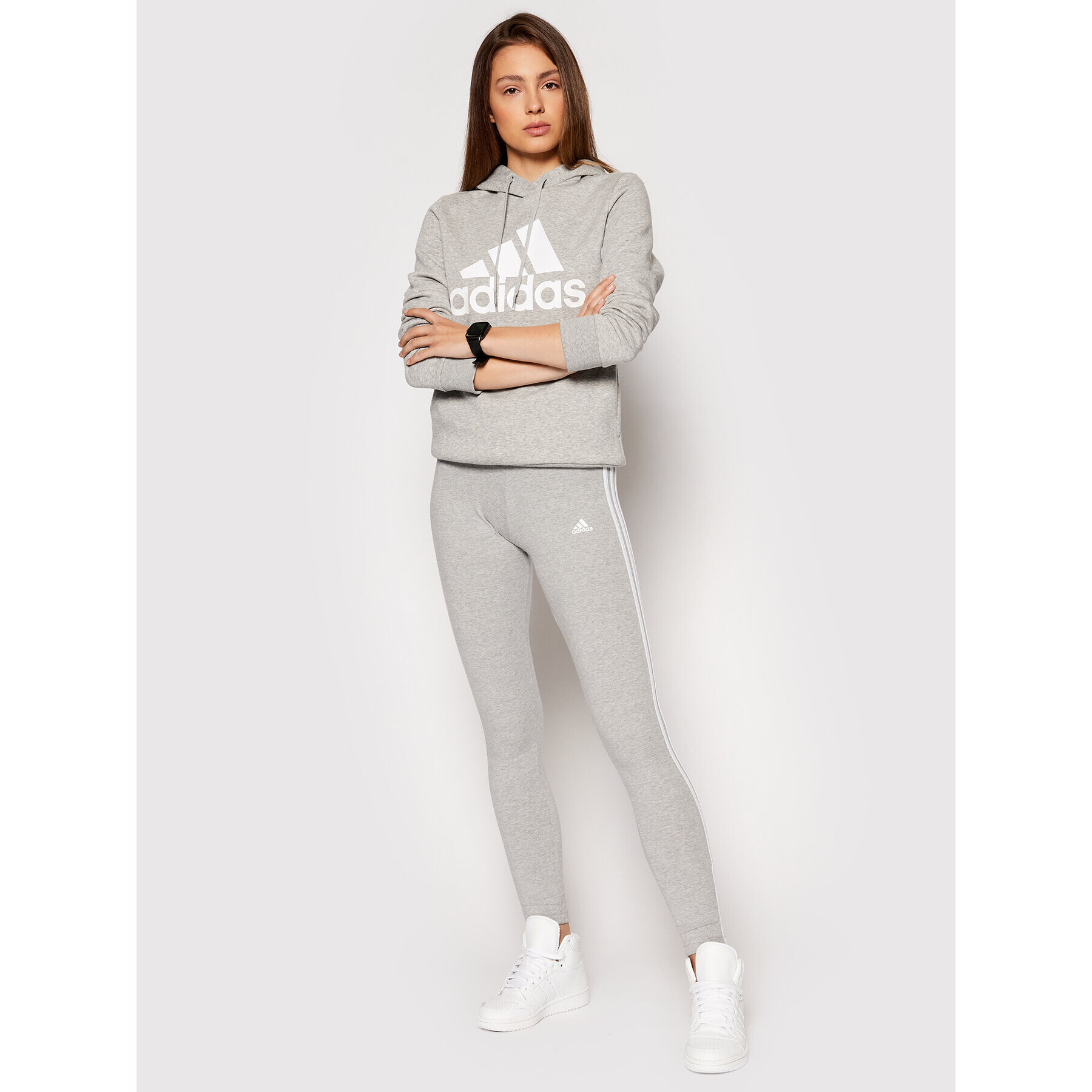 adidas Mikina Essentials Logo GL0719 Sivá Standard Fit - Pepit.sk