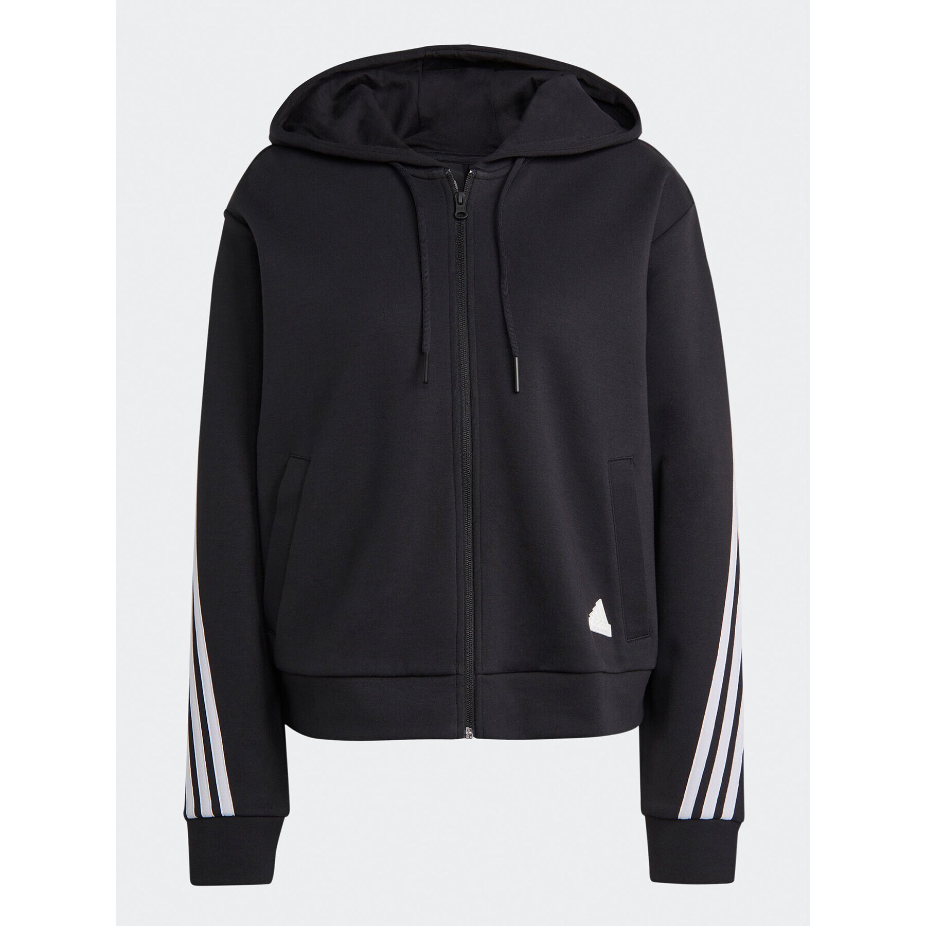 adidas Mikina Future Icons 3-Stripes Full-Zip Hoodie HT4715 Čierna Loose Fit - Pepit.sk