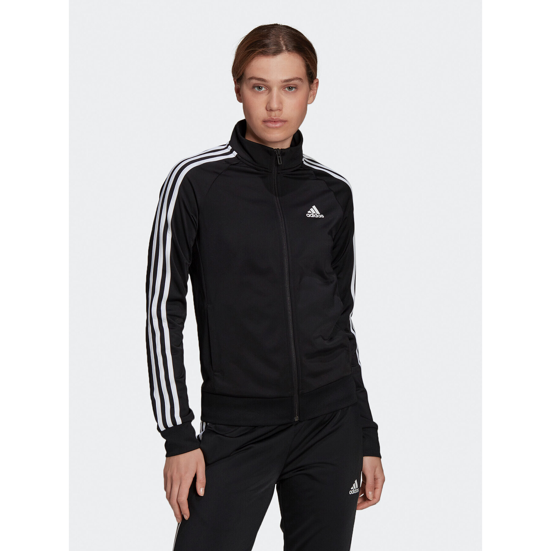 adidas Mikina Primegreen Essentials Warm-Up Slim 3-Stripes Track Top H48443 Čierna Slim Fit - Pepit.sk