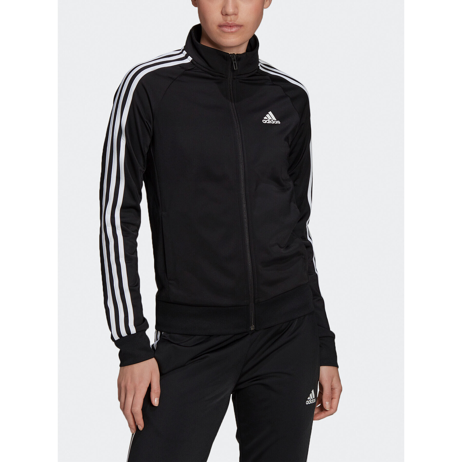 adidas Mikina Primegreen Essentials Warm-Up Slim 3-Stripes Track Top H48443 Čierna Slim Fit - Pepit.sk