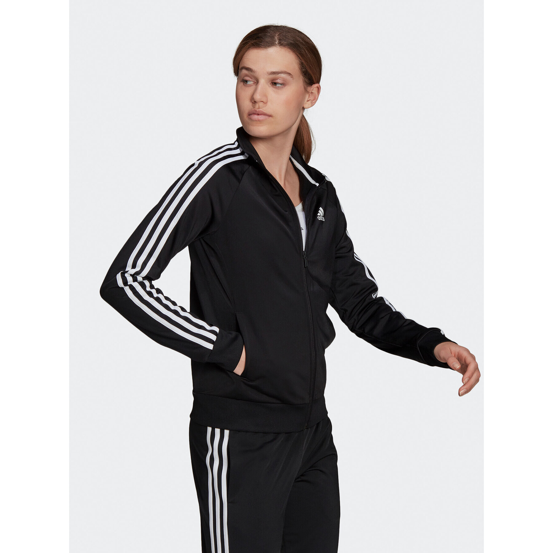 adidas Mikina Primegreen Essentials Warm-Up Slim 3-Stripes Track Top H48443 Čierna Slim Fit - Pepit.sk