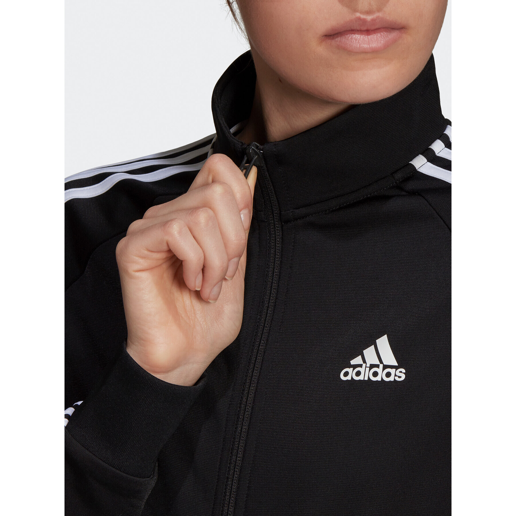 adidas Mikina Primegreen Essentials Warm-Up Slim 3-Stripes Track Top H48443 Čierna Slim Fit - Pepit.sk