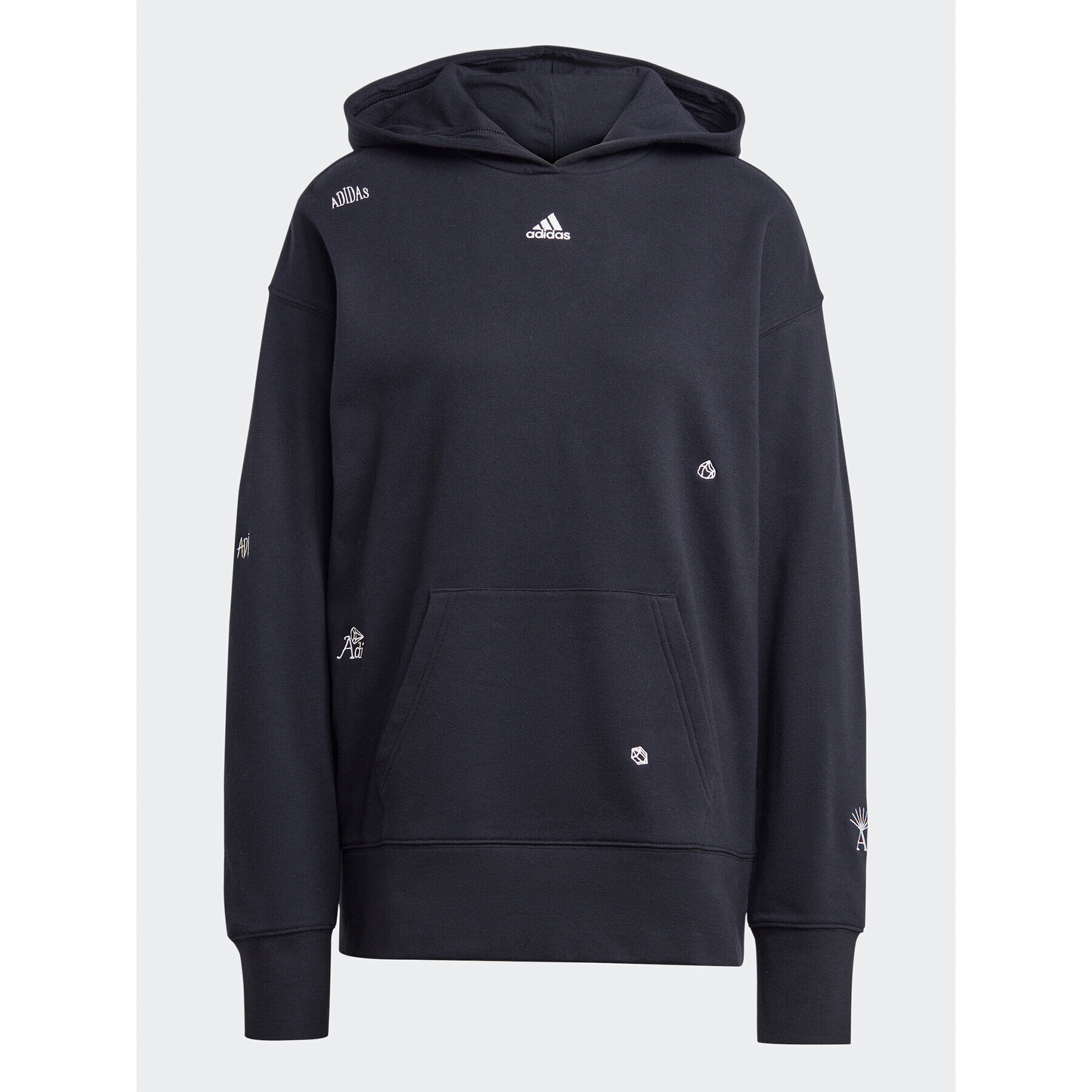 adidas Mikina Relaxed Hoodie with Healing Crystals-Inspired Graphics IC0803 Čierna Loose Fit - Pepit.sk