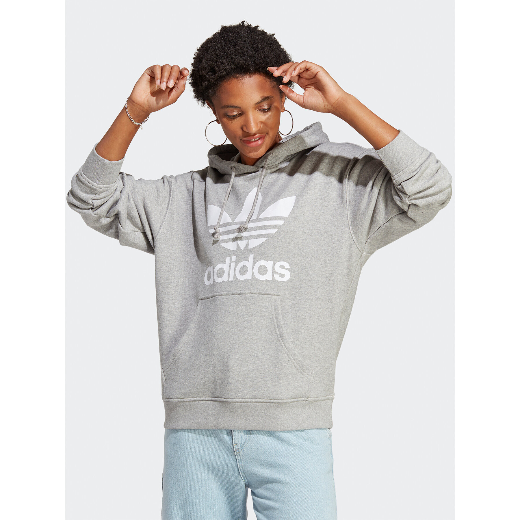 adidas Mikina Trefoil Hoodie IB7437 Sivá Regular Fit - Pepit.sk