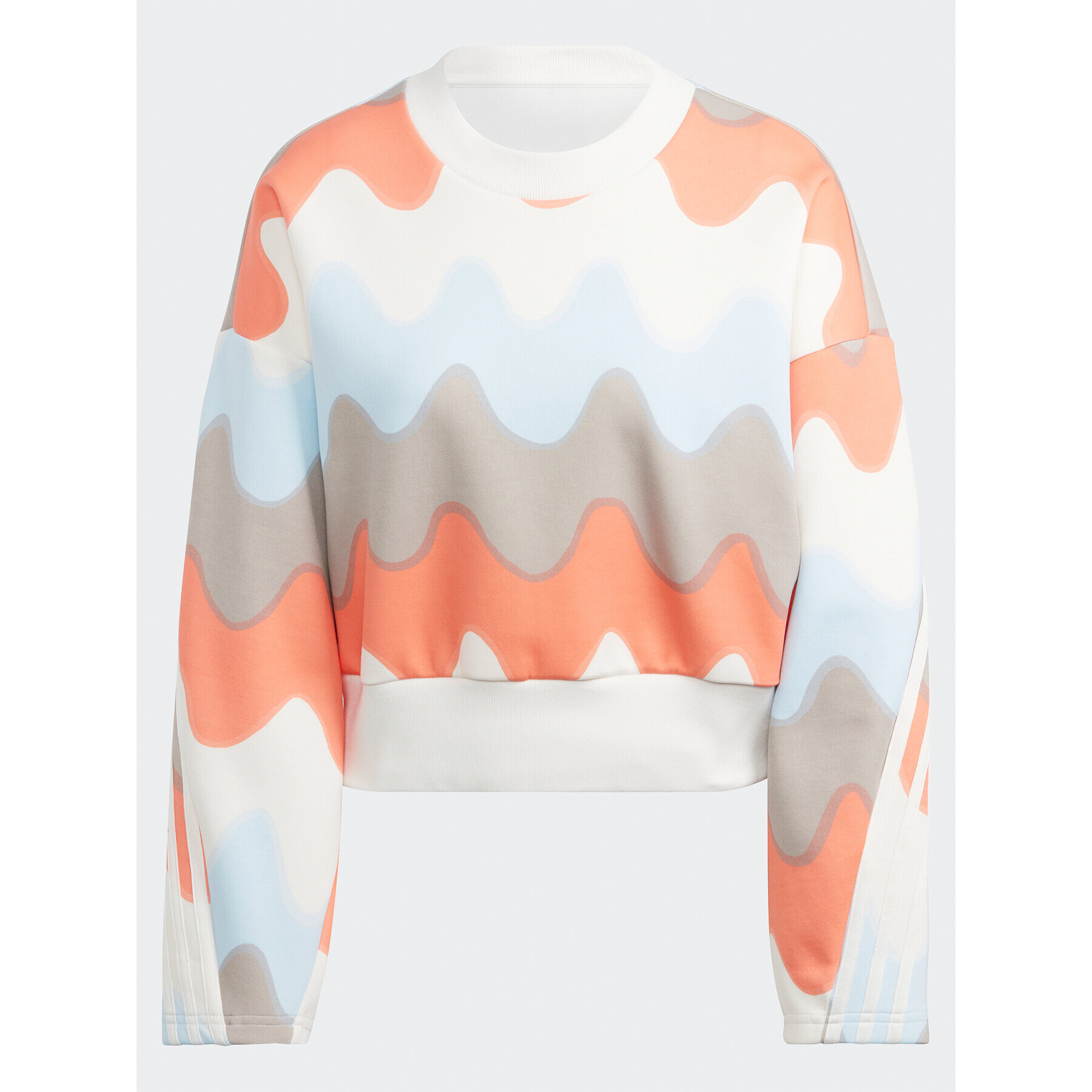 adidas Mikina x Marimekko Future Icons 3-Stripes Sweatshirt IC6351 Biela Loose Fit - Pepit.sk