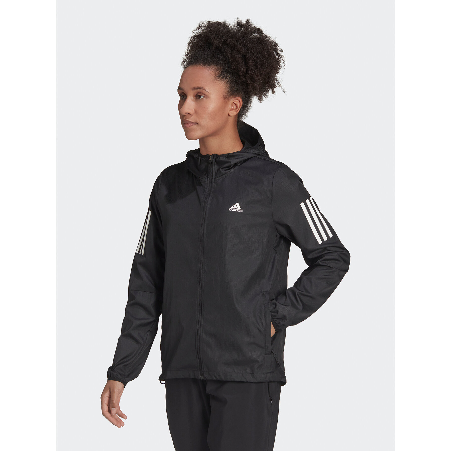 adidas Prechodná bunda Own the Run Hooded Running Windbreaker H59271 Čierna Regular Fit - Pepit.sk