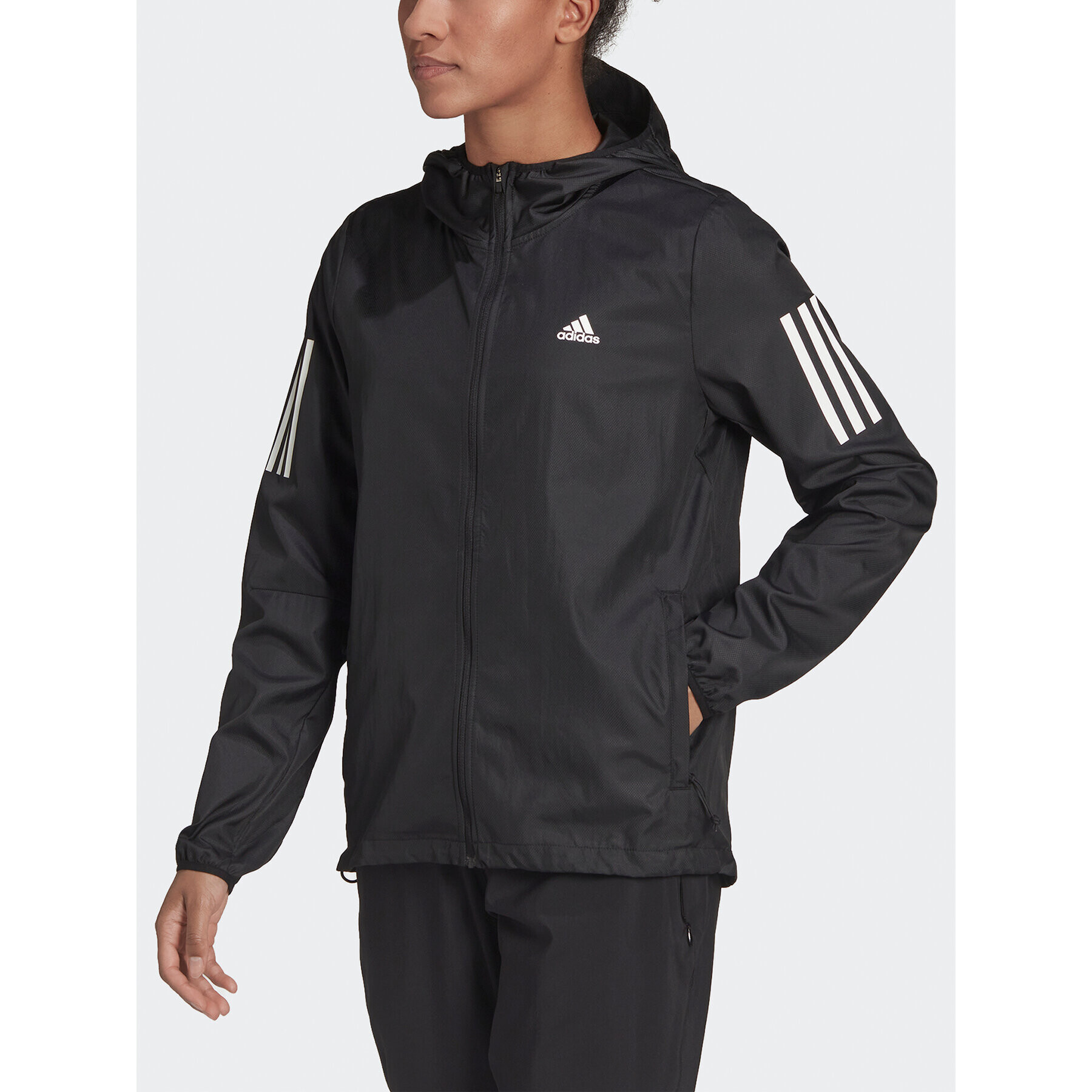 adidas Prechodná bunda Own the Run Hooded Running Windbreaker H59271 Čierna Regular Fit - Pepit.sk