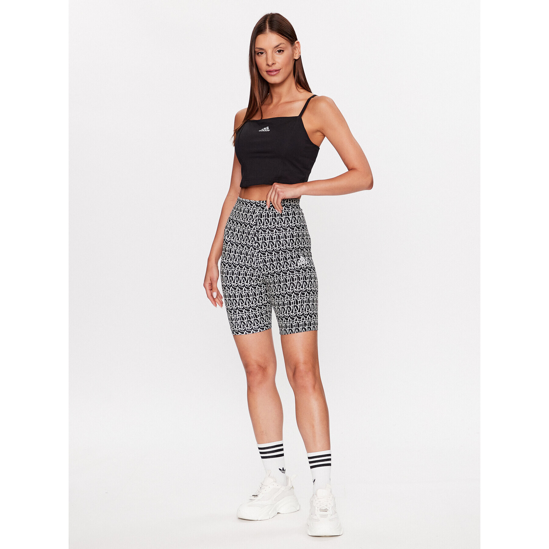 adidas Športové kraťasy Allover Graphic Biker Shorts HR4885 Čierna - Pepit.sk