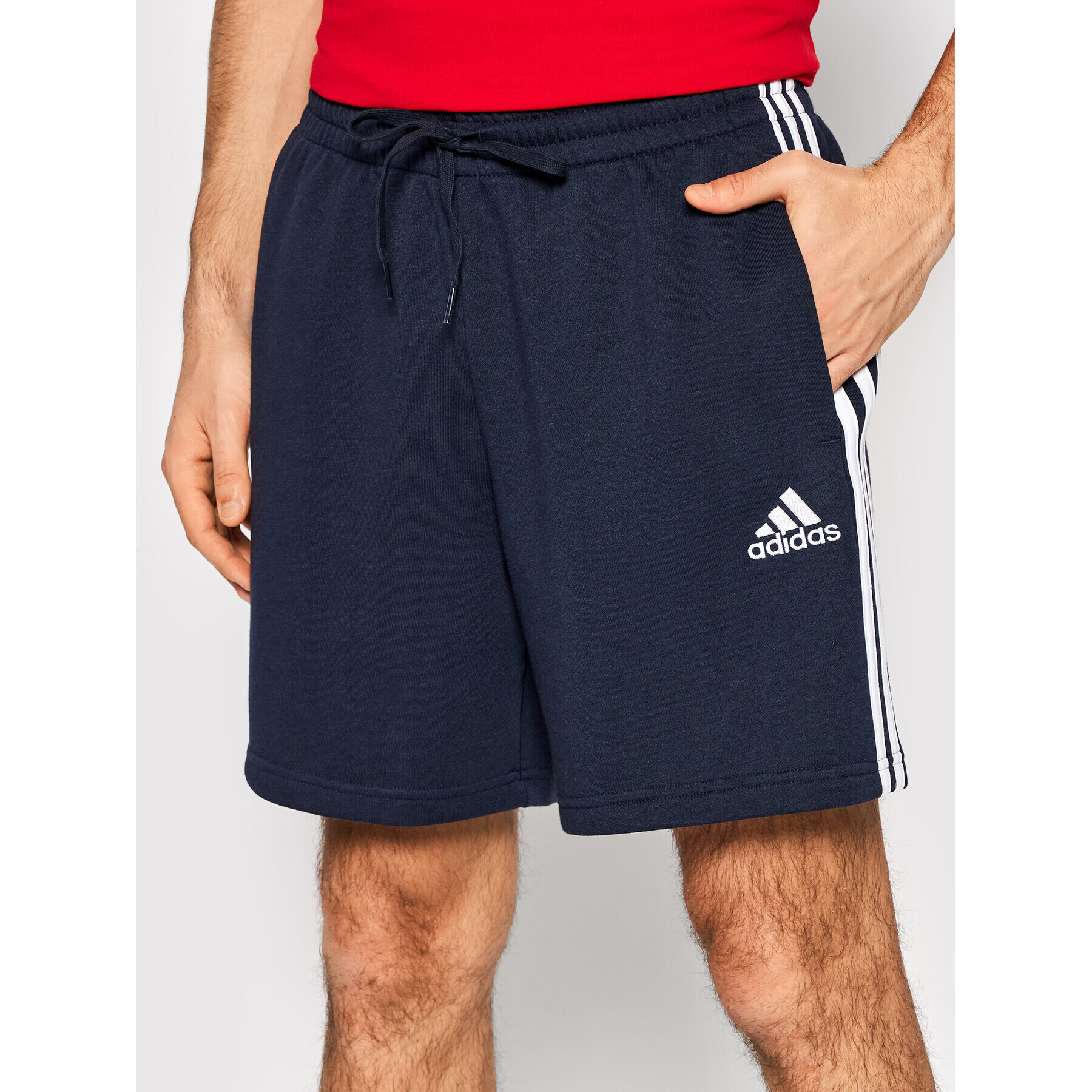 adidas Športové kraťasy Essentials French Terry 3-Stripes GK9598 Tmavomodrá Regular Fit - Pepit.sk