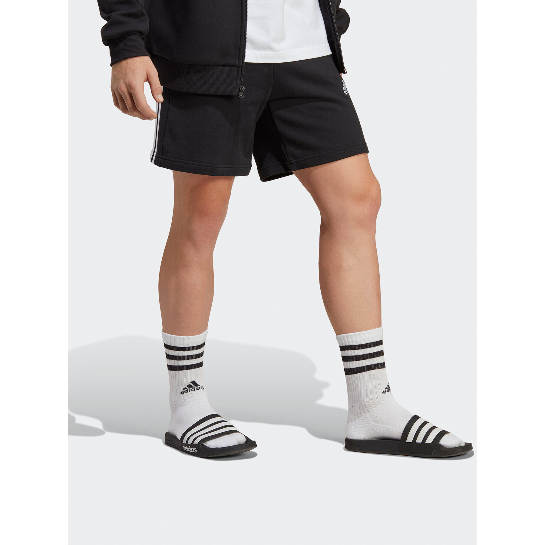 adidas Športové kraťasy Essentials French Terry 3-Stripes Shorts IC9435 Čierna Regular Fit - Pepit.sk