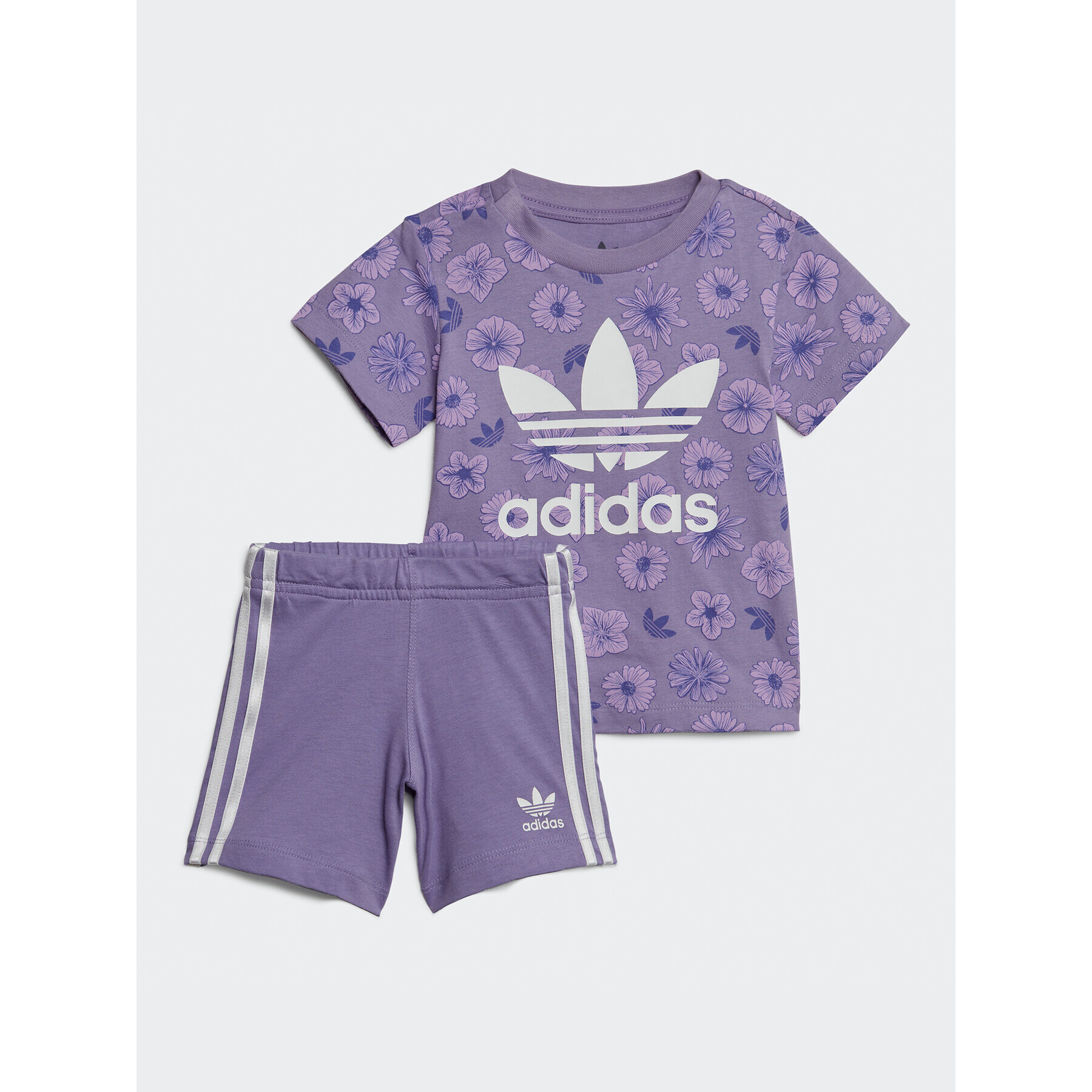 adidas Tepláková súprava Floral Tee and Shorts Set IC8758 Fialová Regular Fit - Pepit.sk