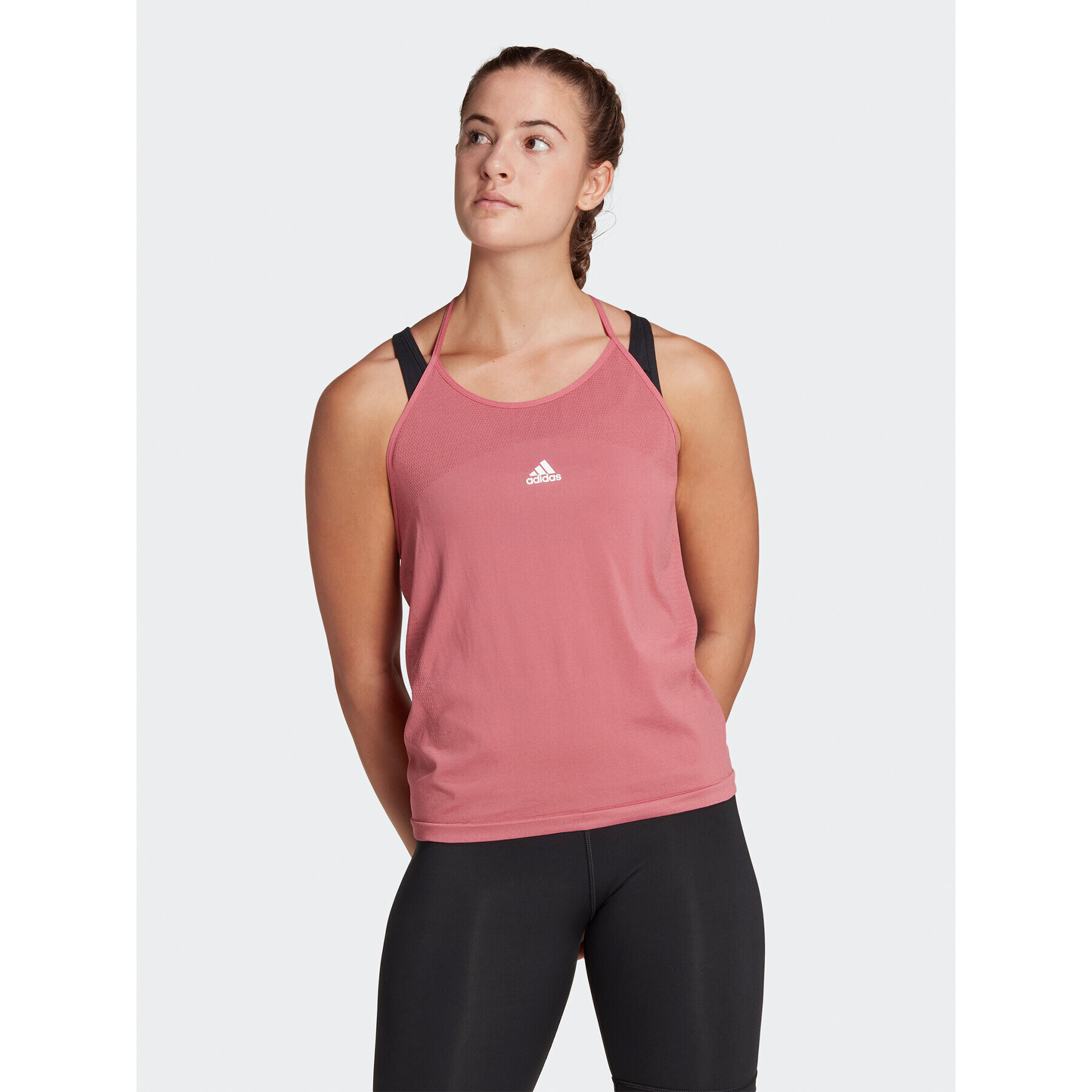 adidas Top AEROKNIT Seamless Loose Tank Top HR7755 Ružová Regular Fit - Pepit.sk