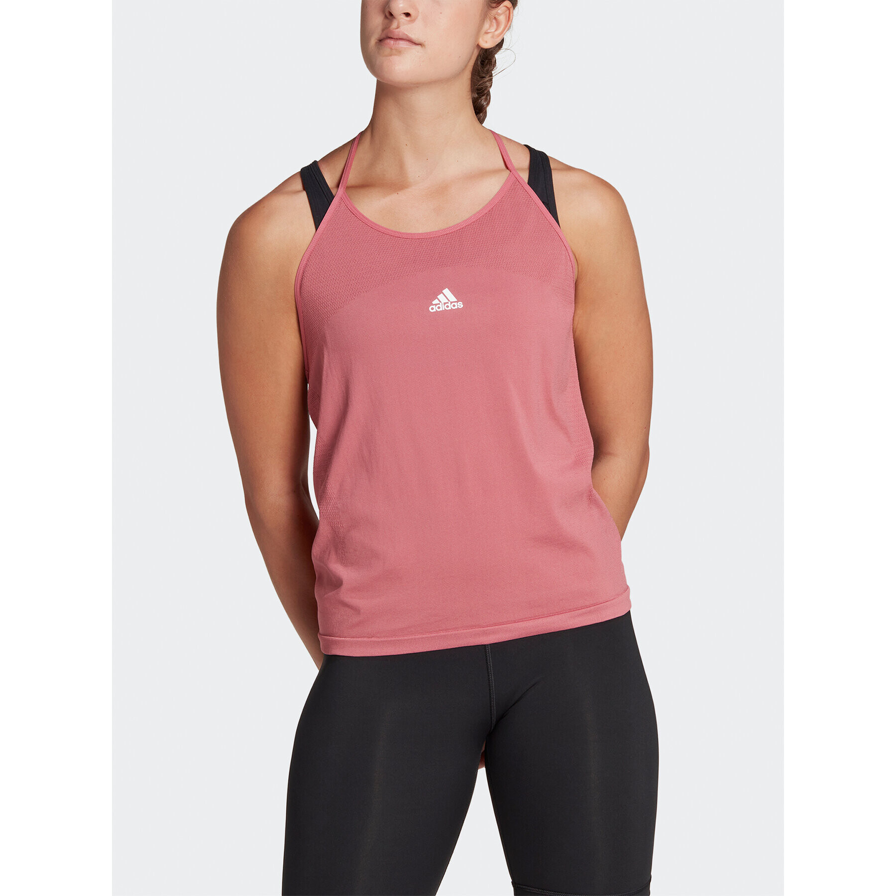 adidas Top AEROKNIT Seamless Loose Tank Top HR7755 Ružová Regular Fit - Pepit.sk