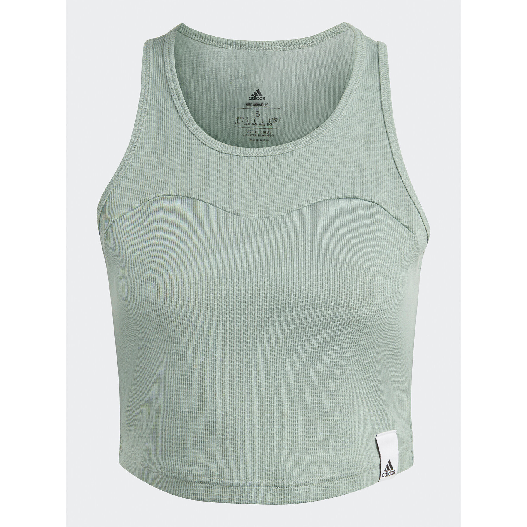 adidas Top Lounge Rib Tank Top IC8757 Zelená Fitted Fit - Pepit.sk