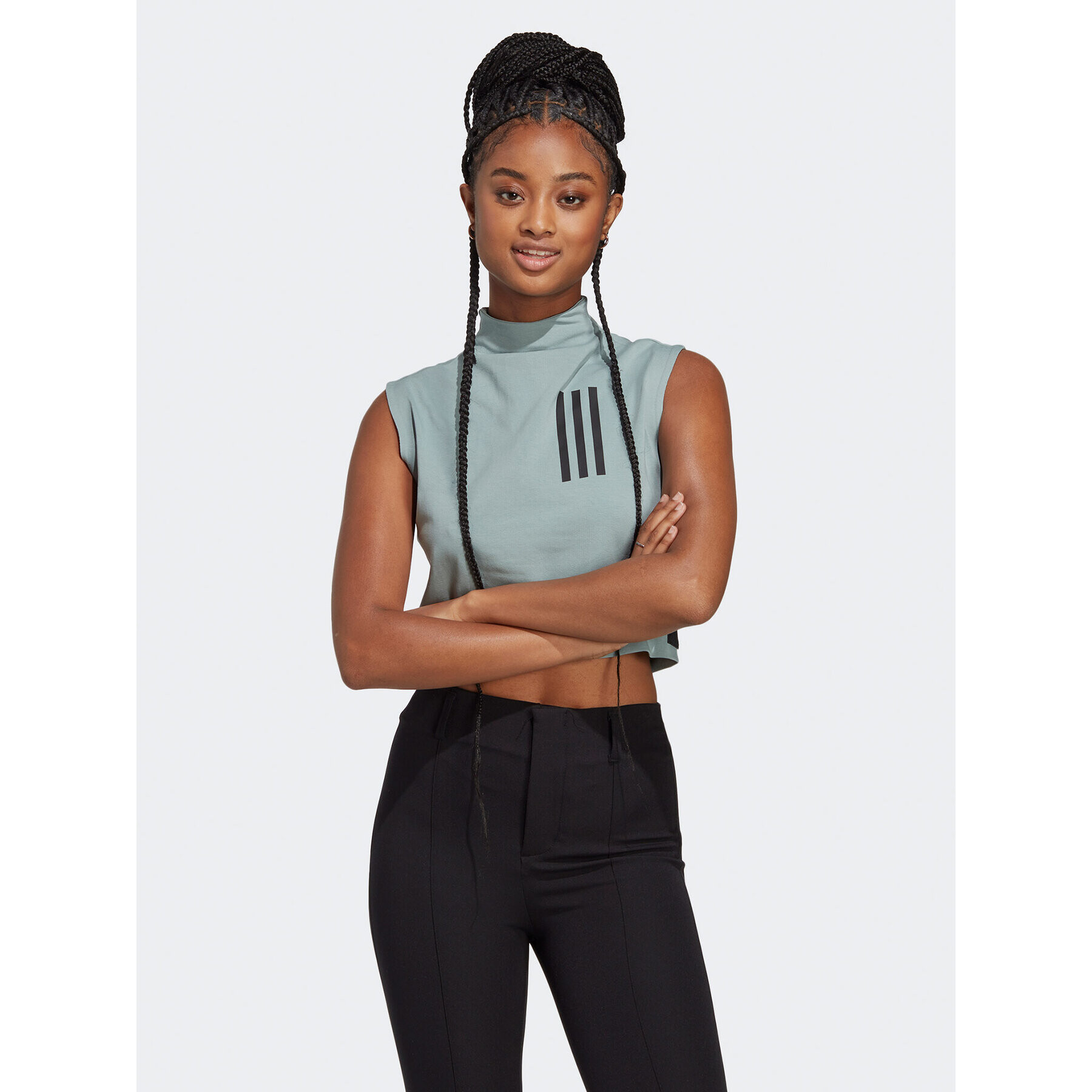 adidas Top Mission Victory Sleeveless Cropped Top IC0315 Zelená Slim Fit - Pepit.sk