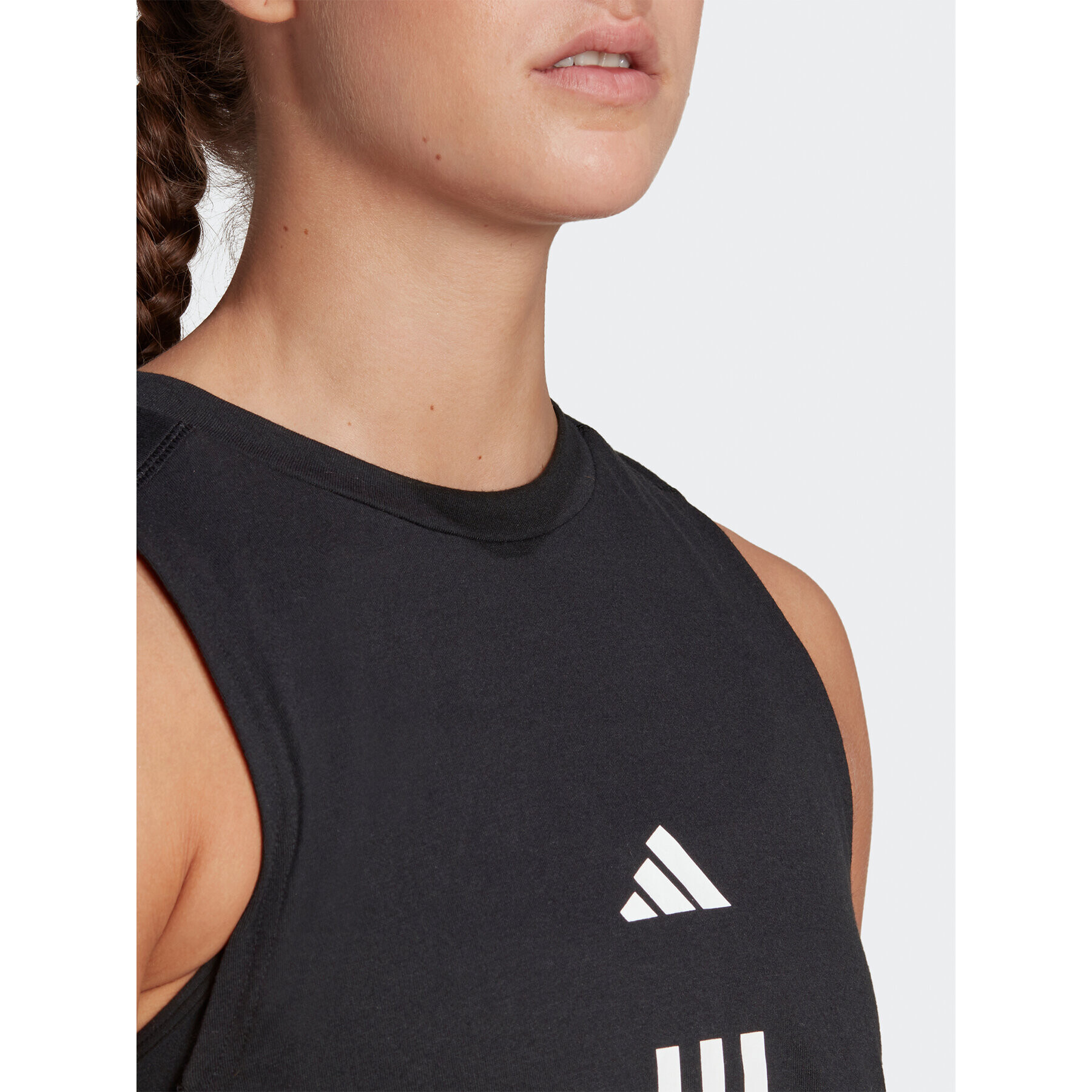 adidas Top Train Essentials Train Cotton 3-Stripes Crop HR7847 Čierna Loose Fit - Pepit.sk