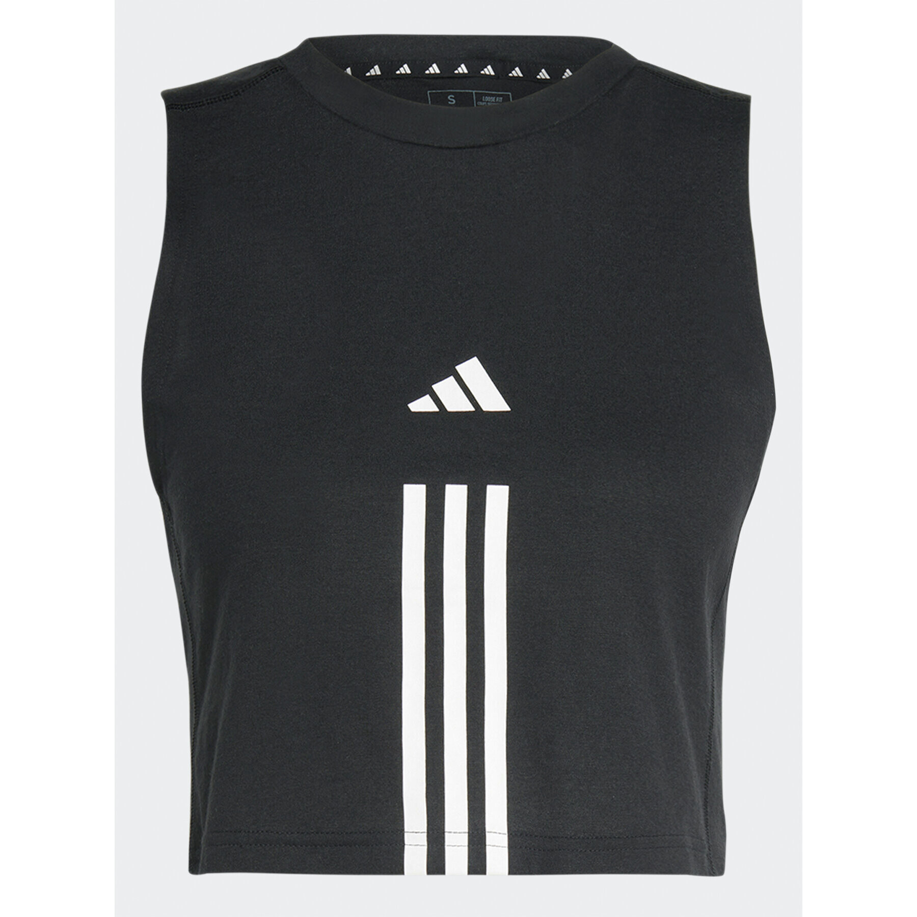 adidas Top Train Essentials Train Cotton 3-Stripes Crop HR7847 Čierna Loose Fit - Pepit.sk