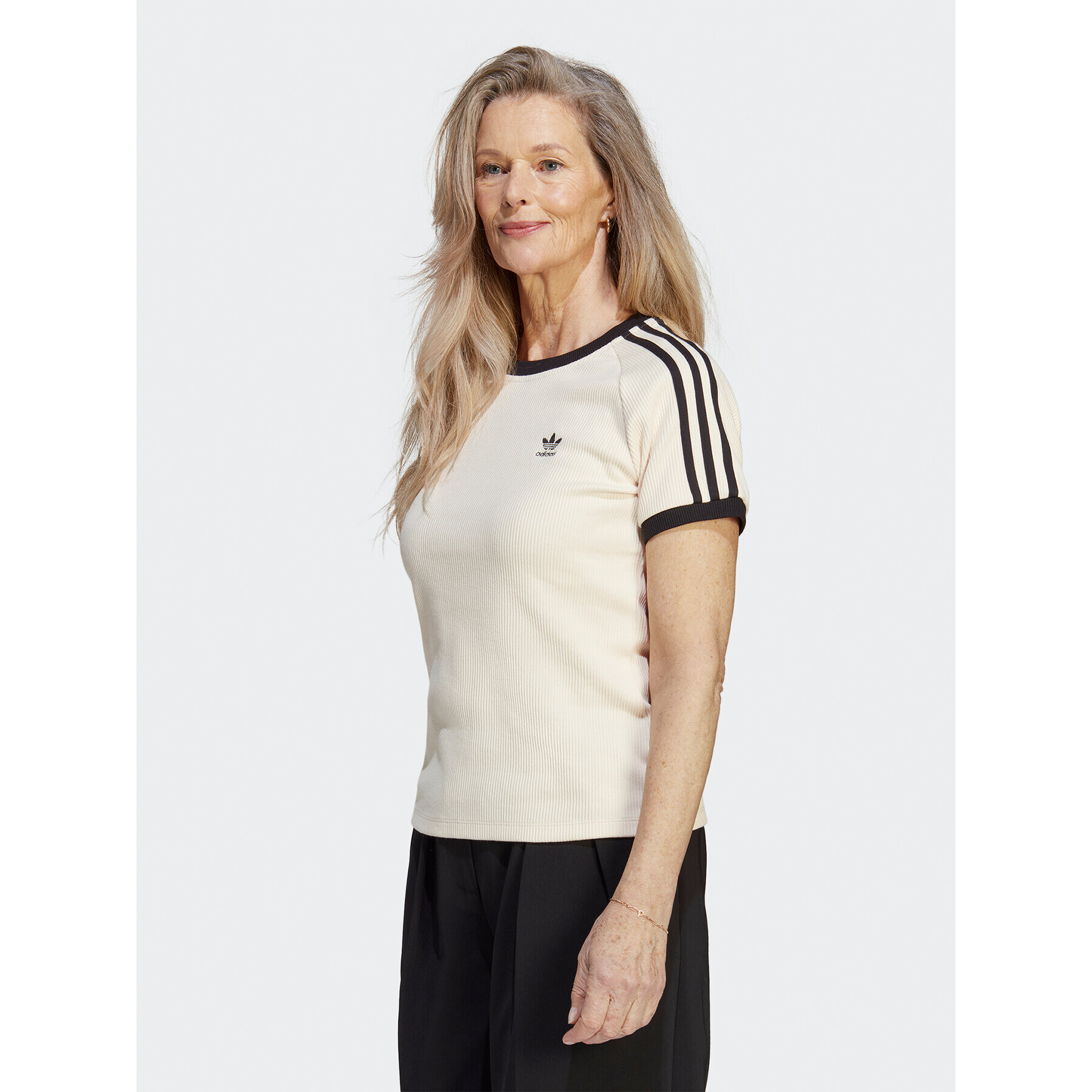 adidas Tričko 3-Stripes Slim T-Shirt IC5463 Béžová - Pepit.sk