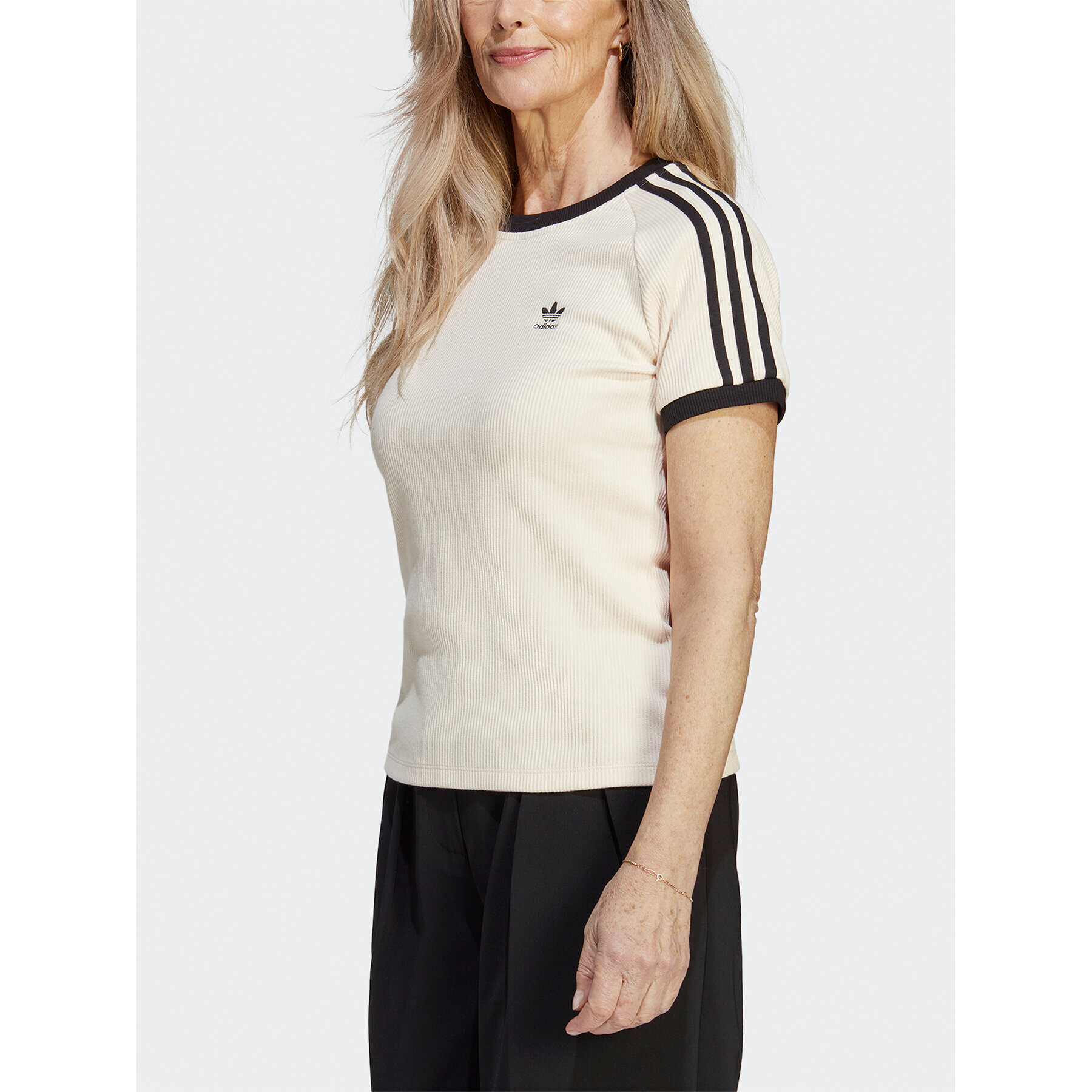 adidas Tričko 3-Stripes Slim T-Shirt IC5463 Béžová - Pepit.sk