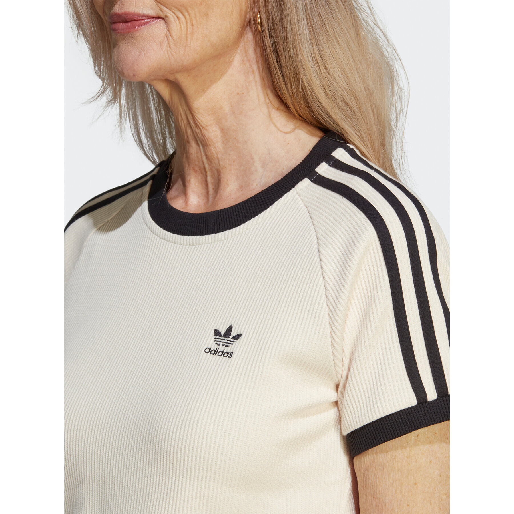 adidas Tričko 3-Stripes Slim T-Shirt IC5463 Béžová - Pepit.sk