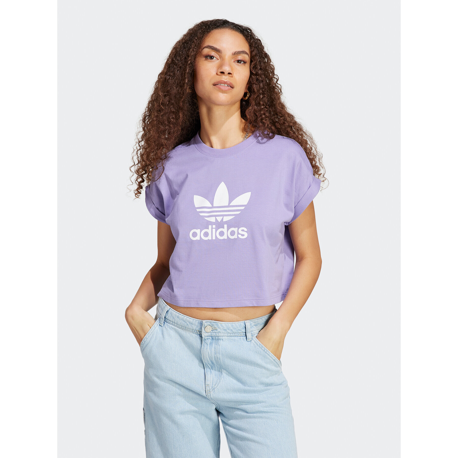 adidas Tričko Adicolor Classics Short Trefoil T-Shirt IC5468 Fialová Oversize - Pepit.sk