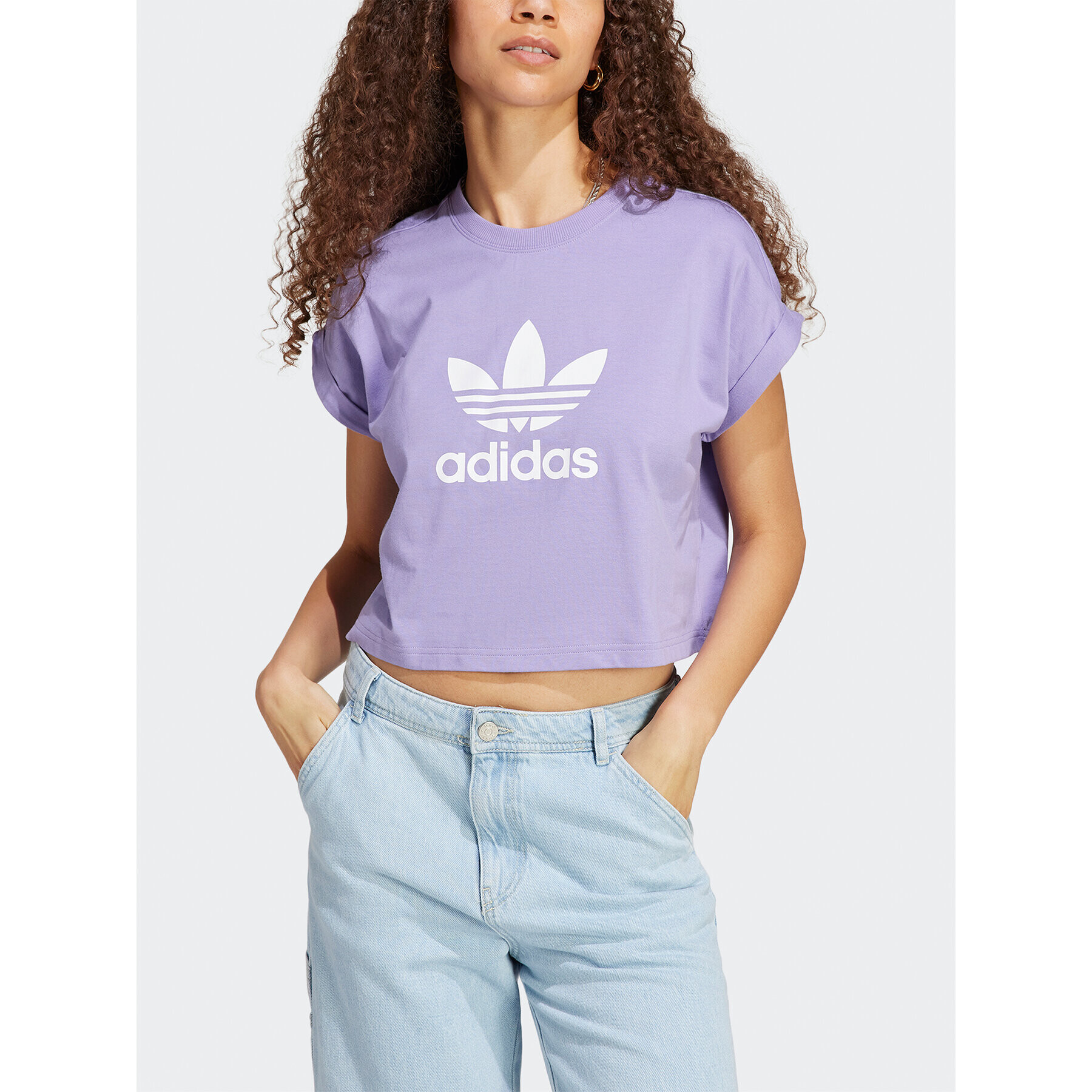 adidas Tričko Adicolor Classics Short Trefoil T-Shirt IC5468 Fialová Oversize - Pepit.sk