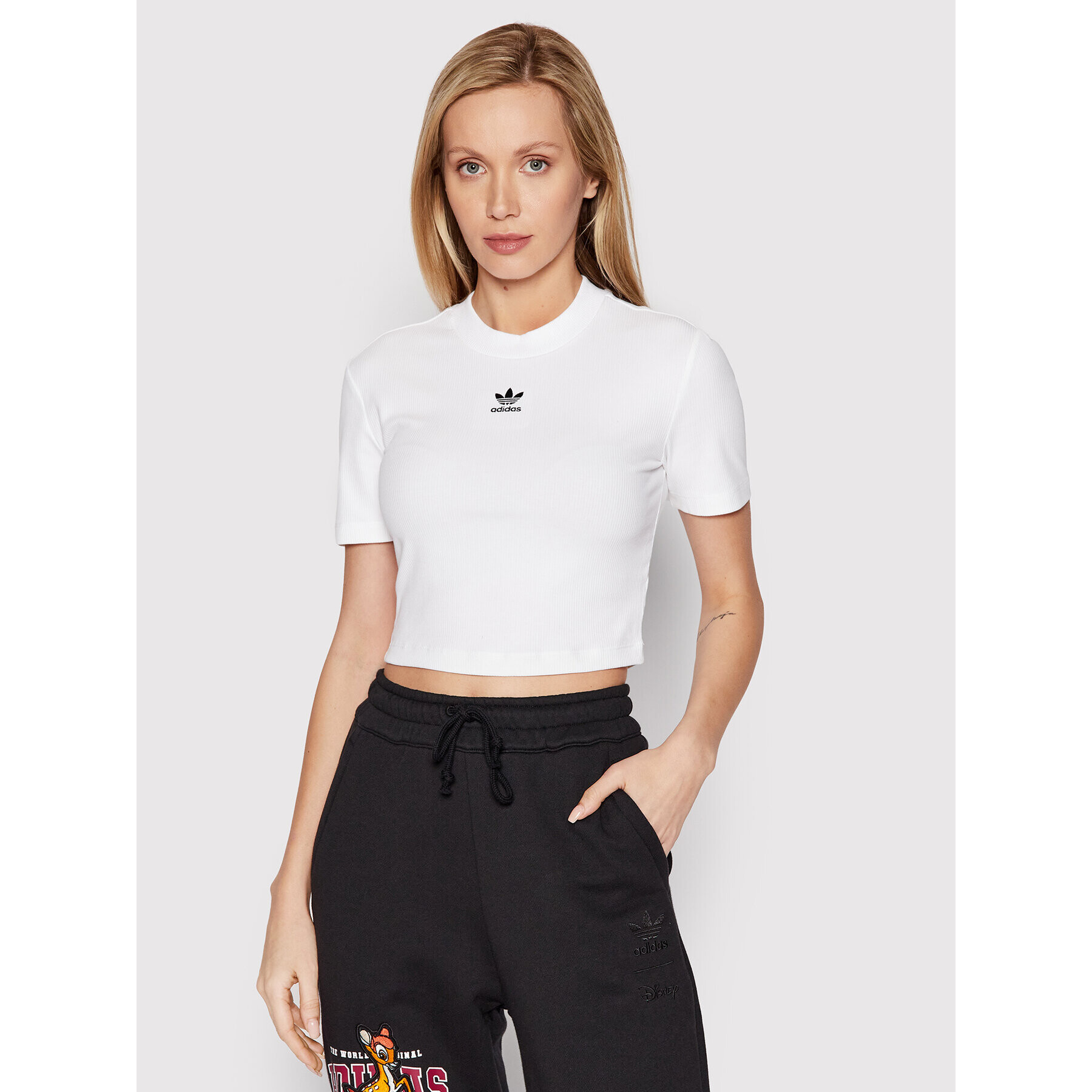 adidas Tričko adicolor Essentials Rib Cropped HF3394 Biela Regular Fit - Pepit.sk